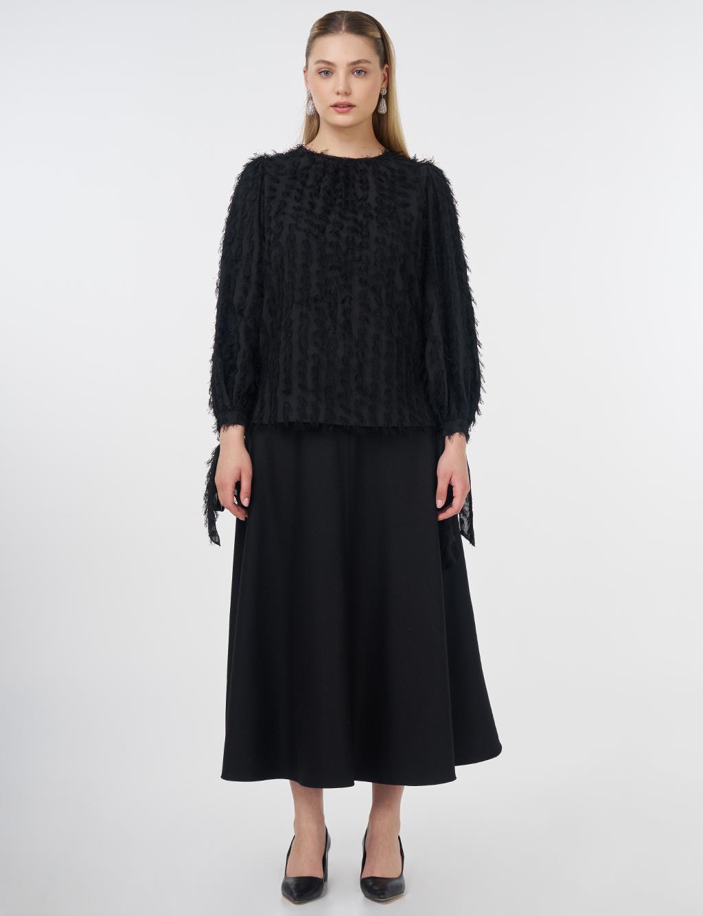 Tassel Blouse Black