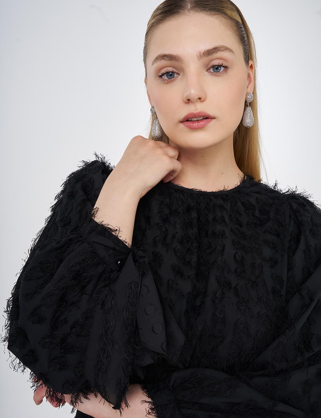Tassel Blouse Black
