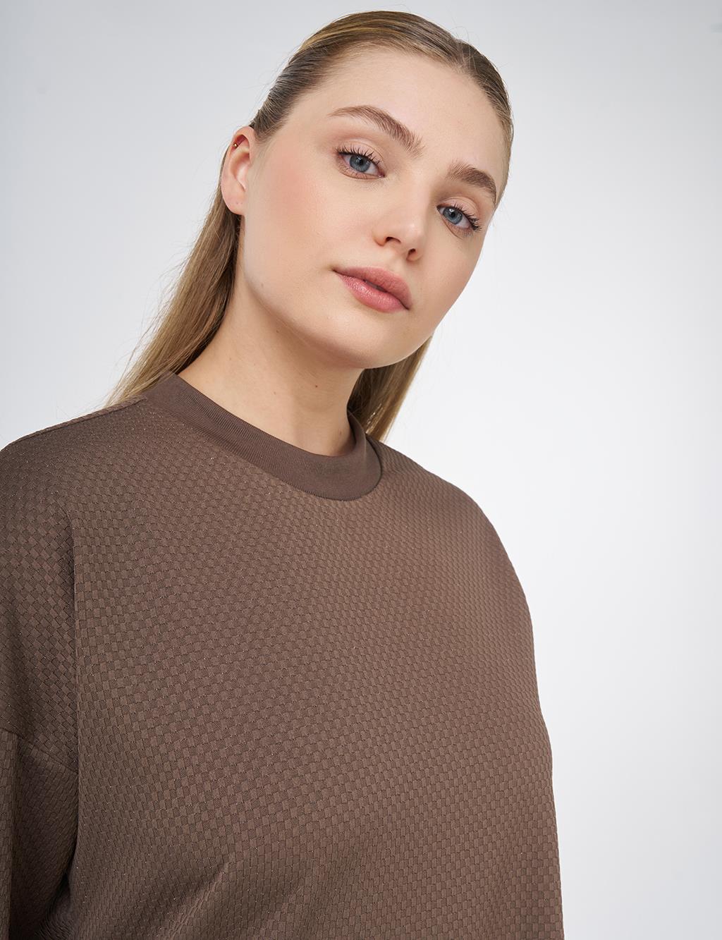Textured Basic Sweatshirt Mink