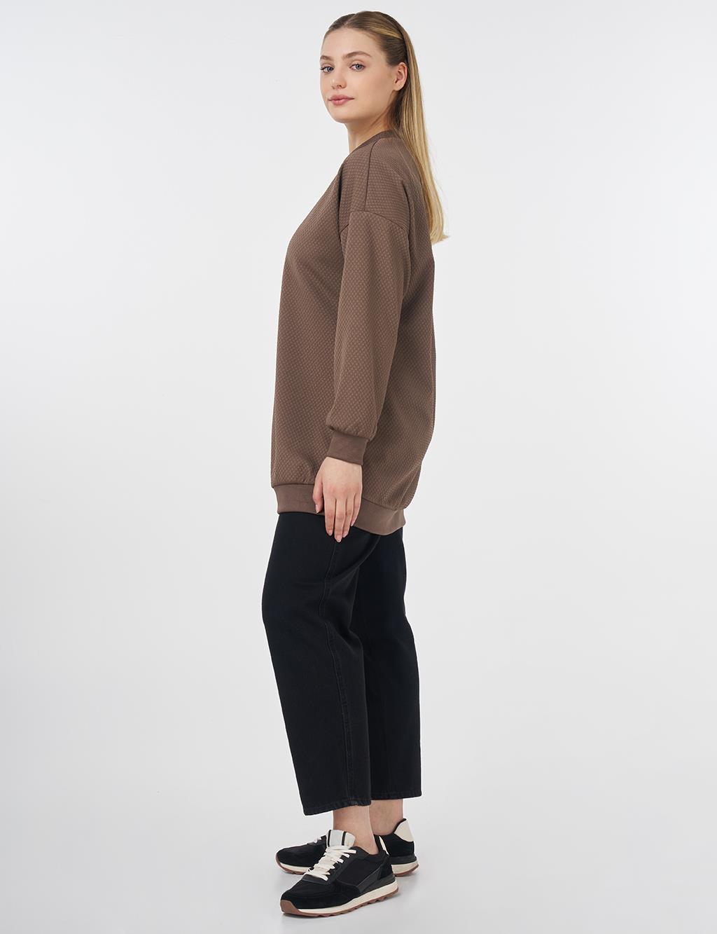 Textured Basic Sweatshirt Mink