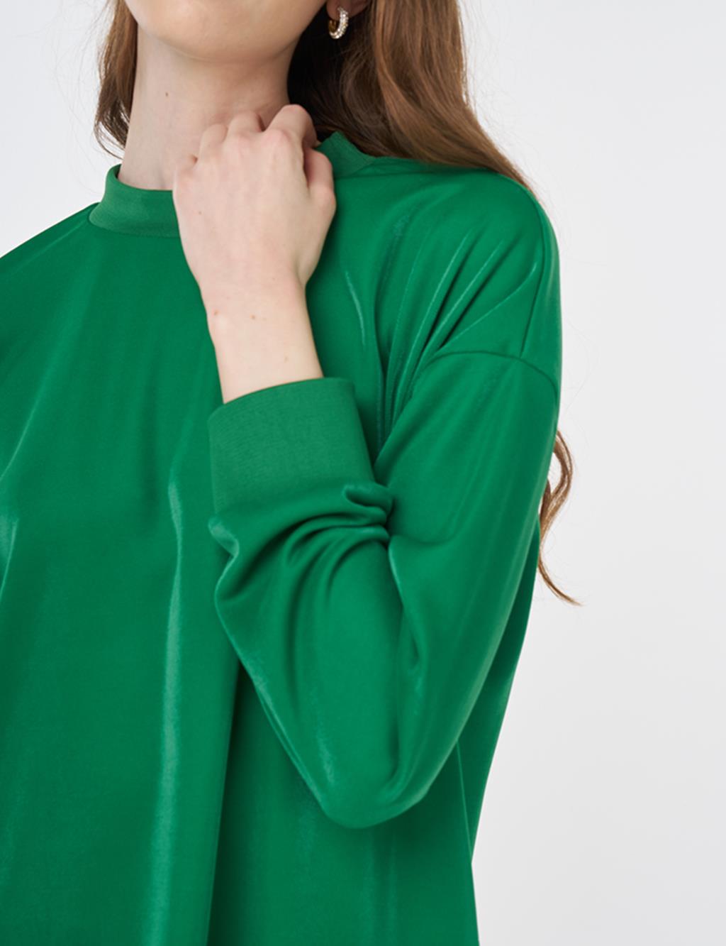 Shiny Look Sweatshirt Green