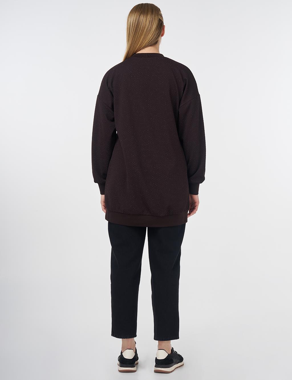 Textured Basic Sweatshirt Coffee