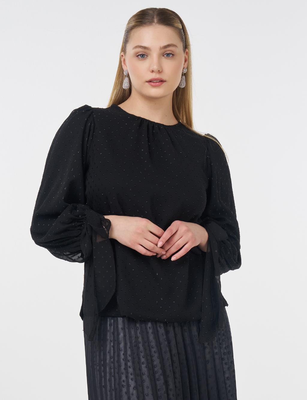 Drawstring Detail Blouse Black