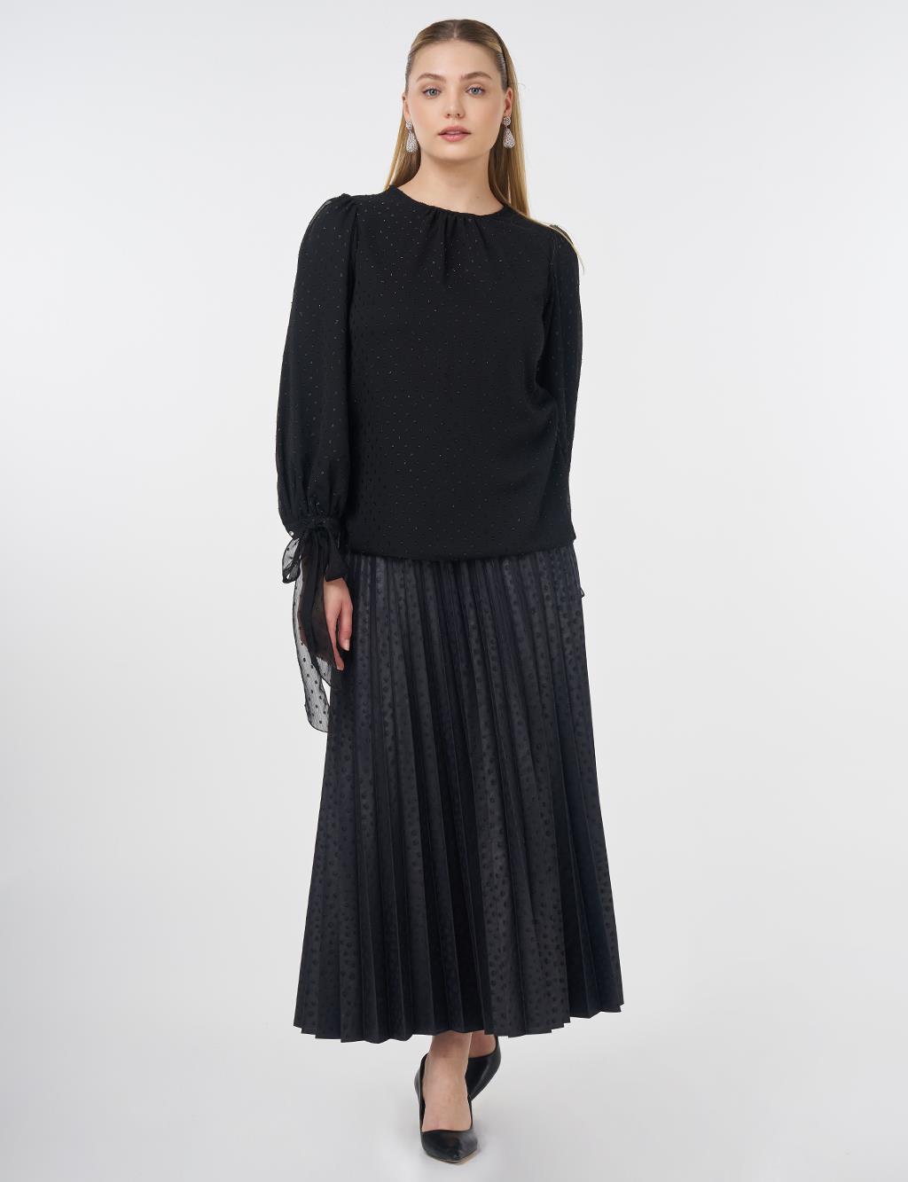 Drawstring Detail Blouse Black