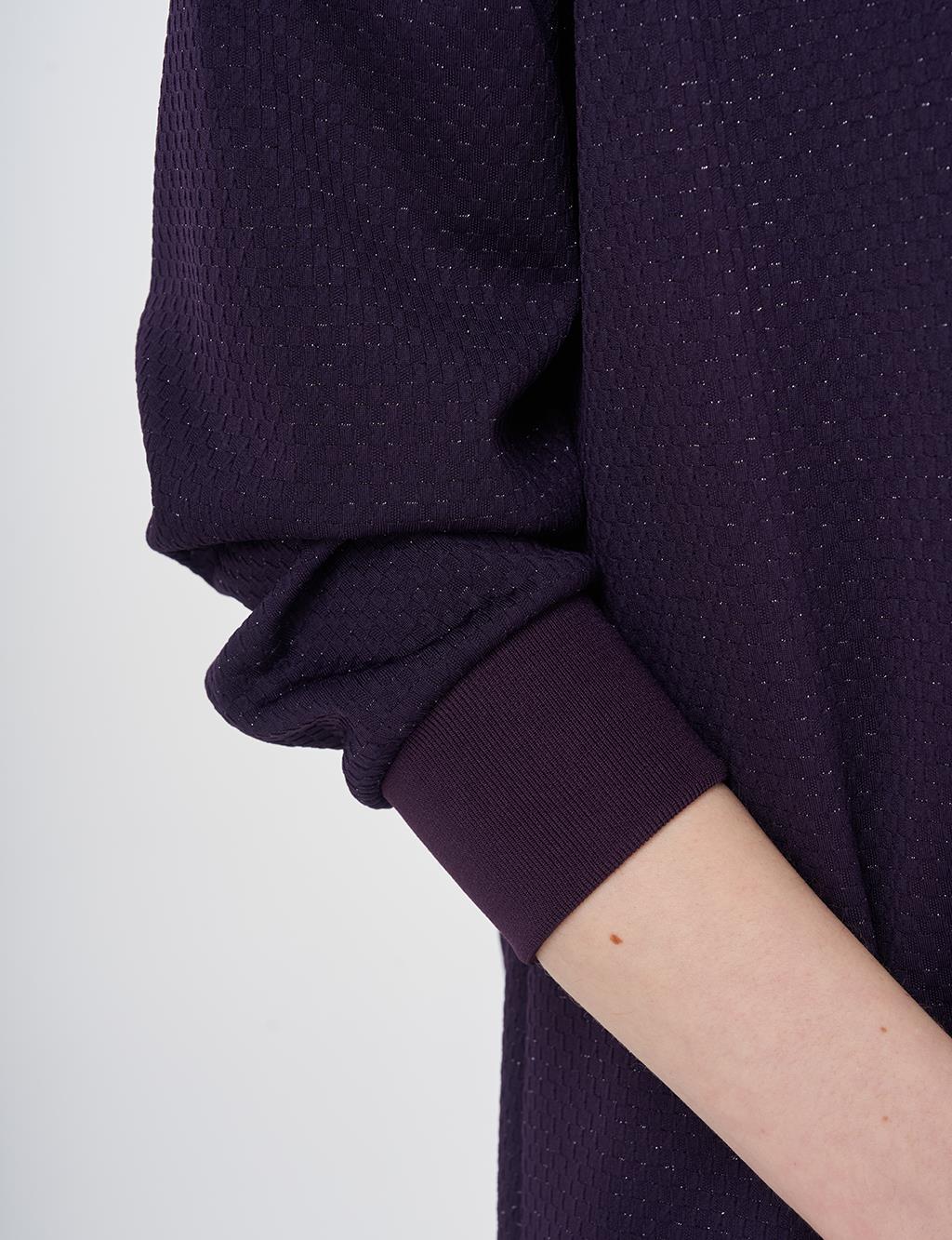 Textured Basic Sweatshirt Purple