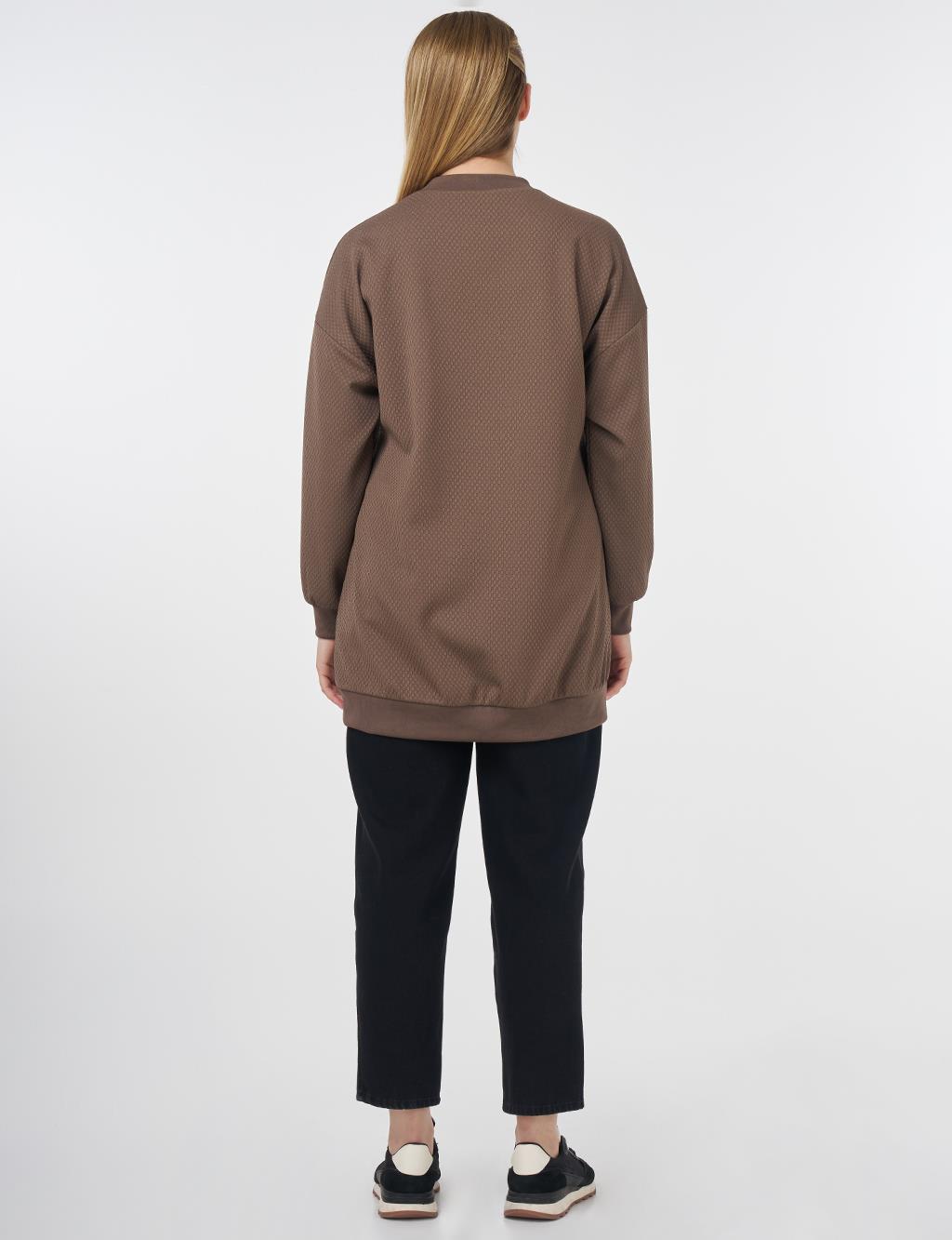 Textured Basic Sweatshirt Mink