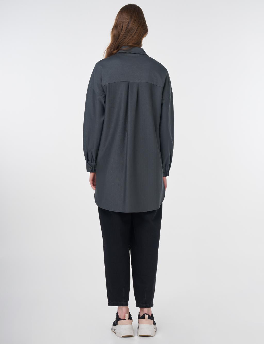 Flap Pocket Cotton Tunic Green