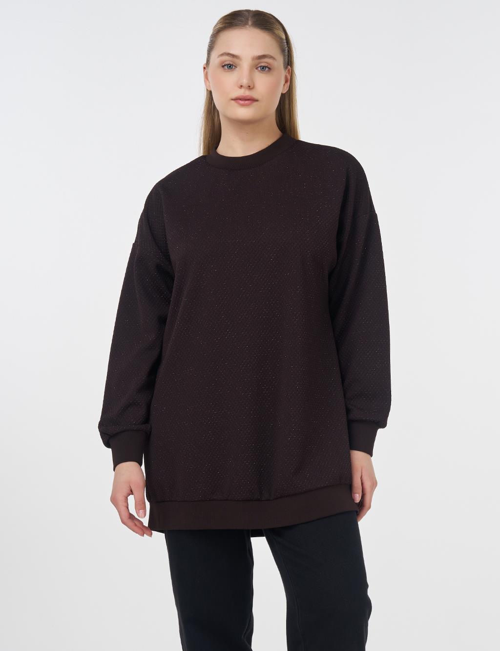 Textured Basic Sweatshirt Coffee