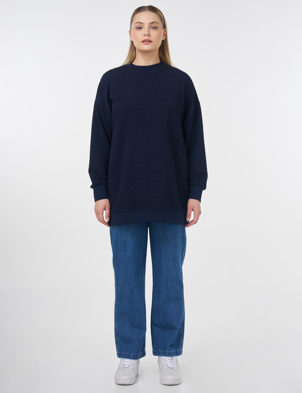 Crew Neck Sweatshirt Navy Blue