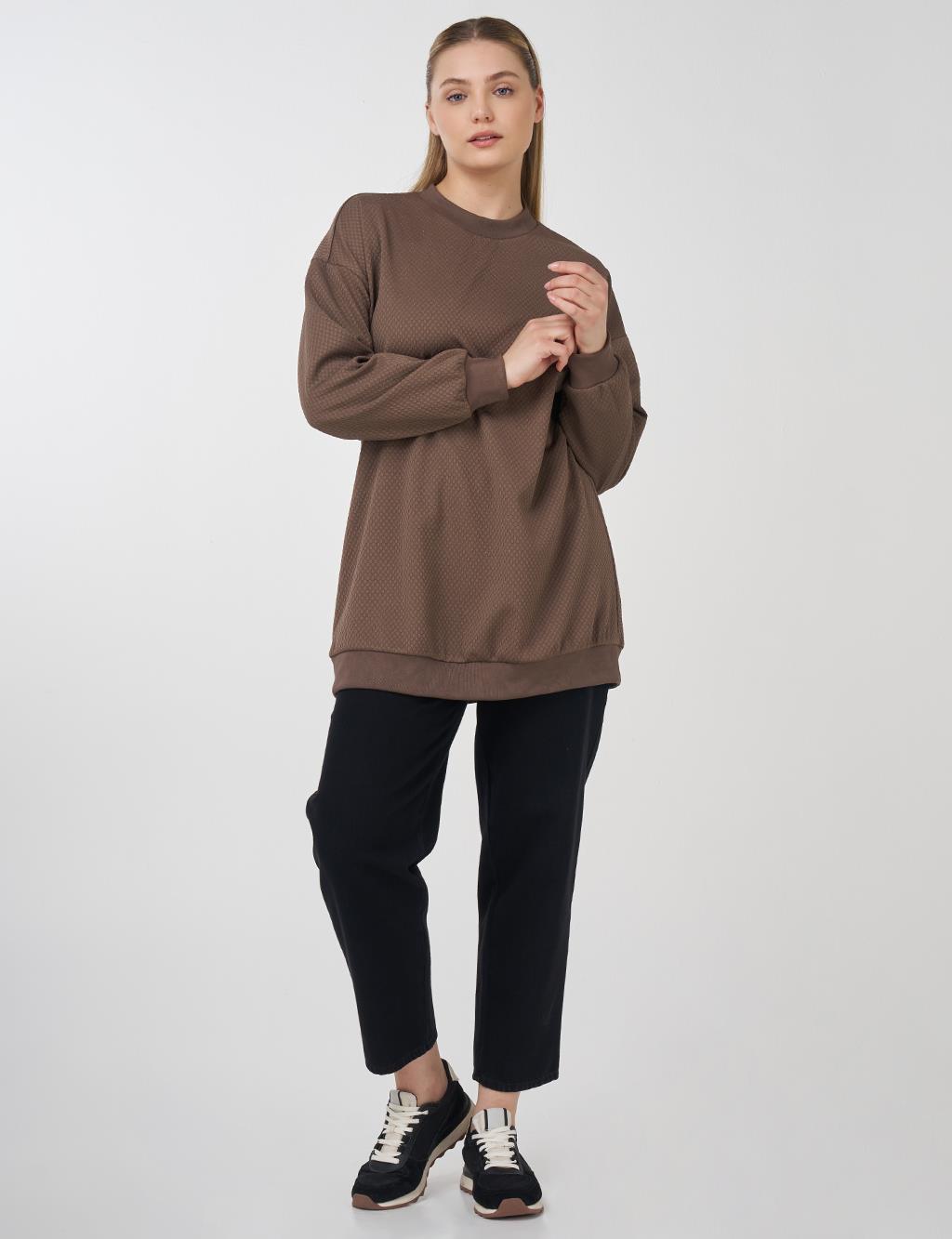 Textured Basic Sweatshirt Mink