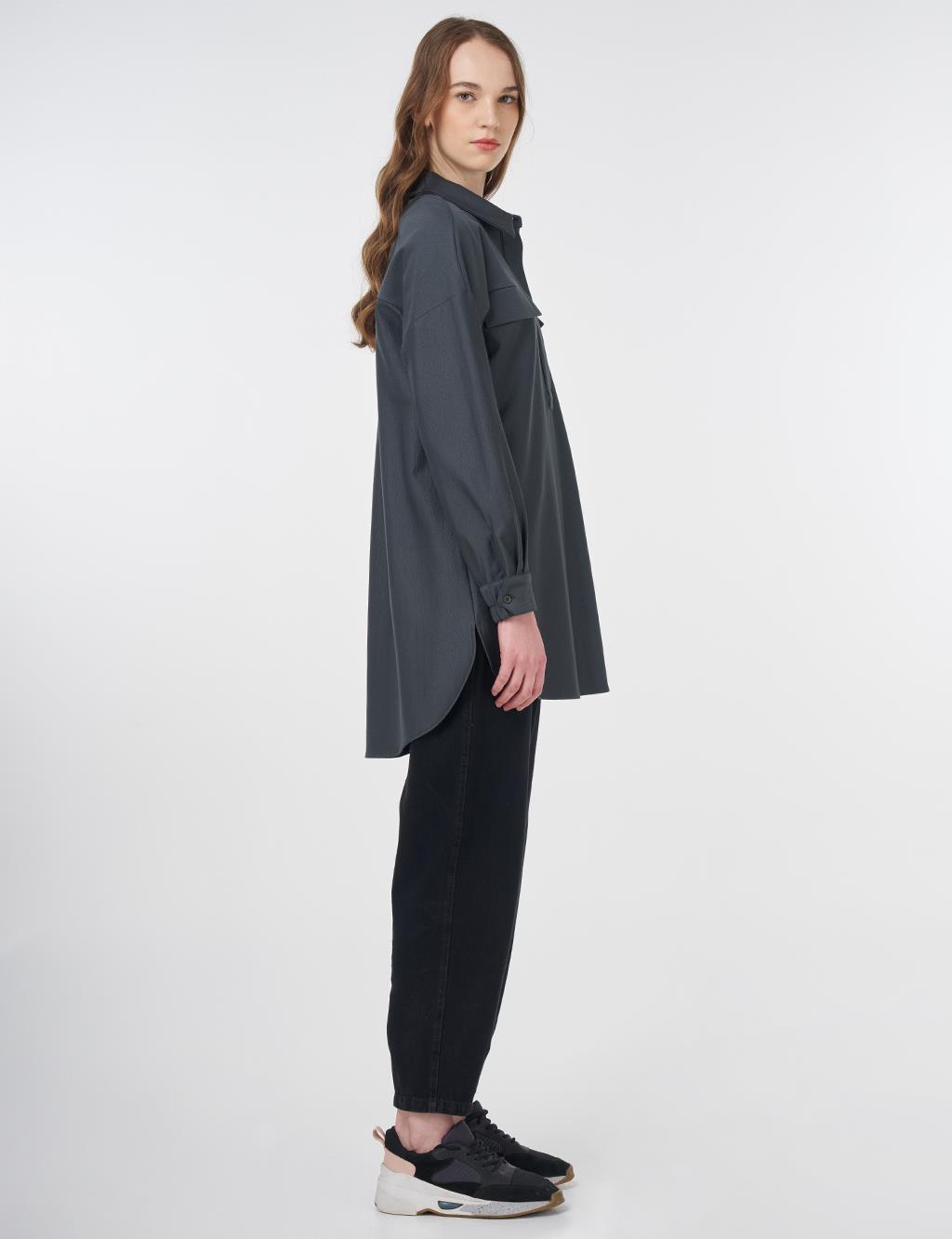 Flap Pocket Cotton Tunic Green
