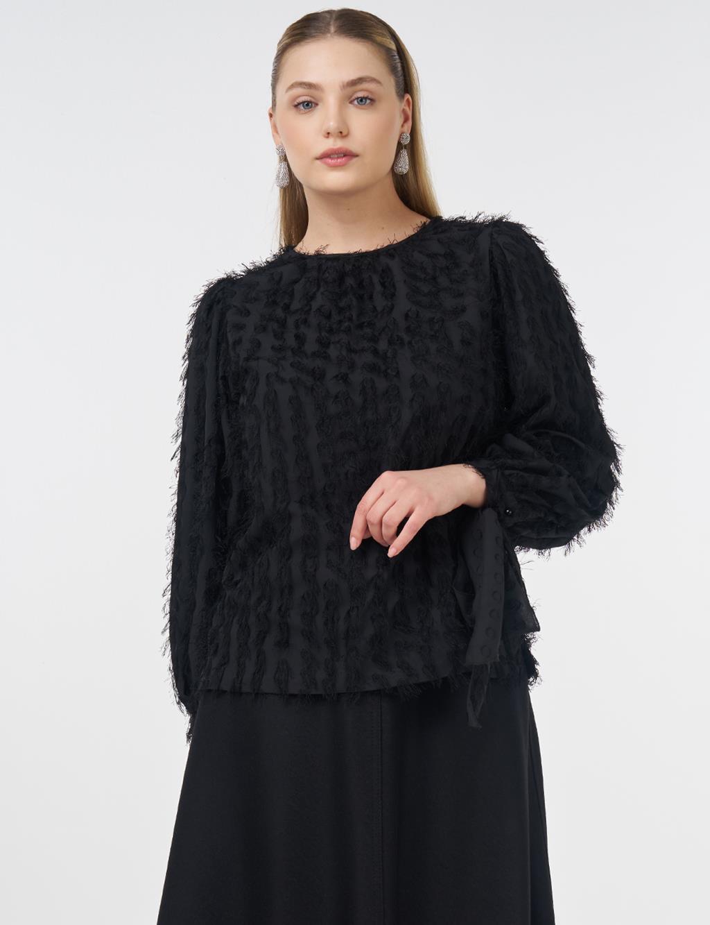 Tassel Blouse Black