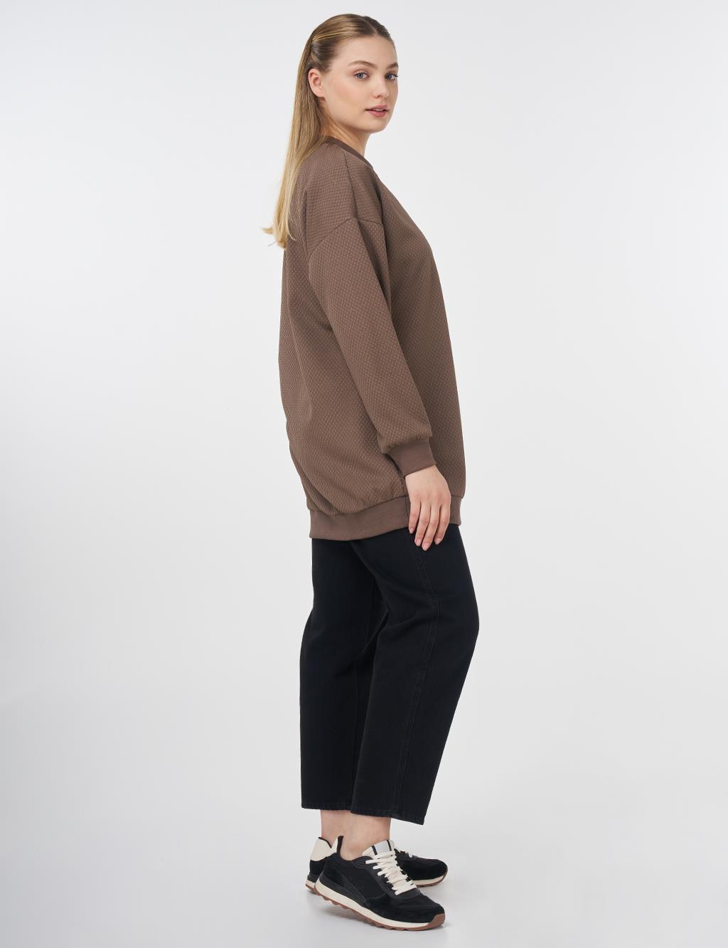 Textured Basic Sweatshirt Mink