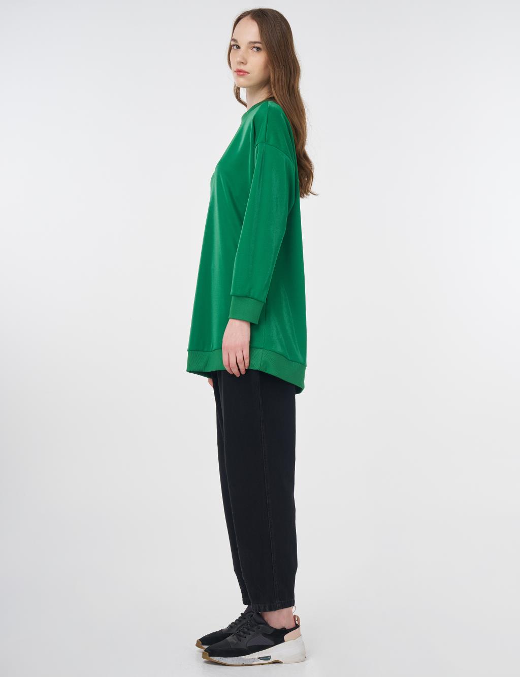 Shiny Look Sweatshirt Green