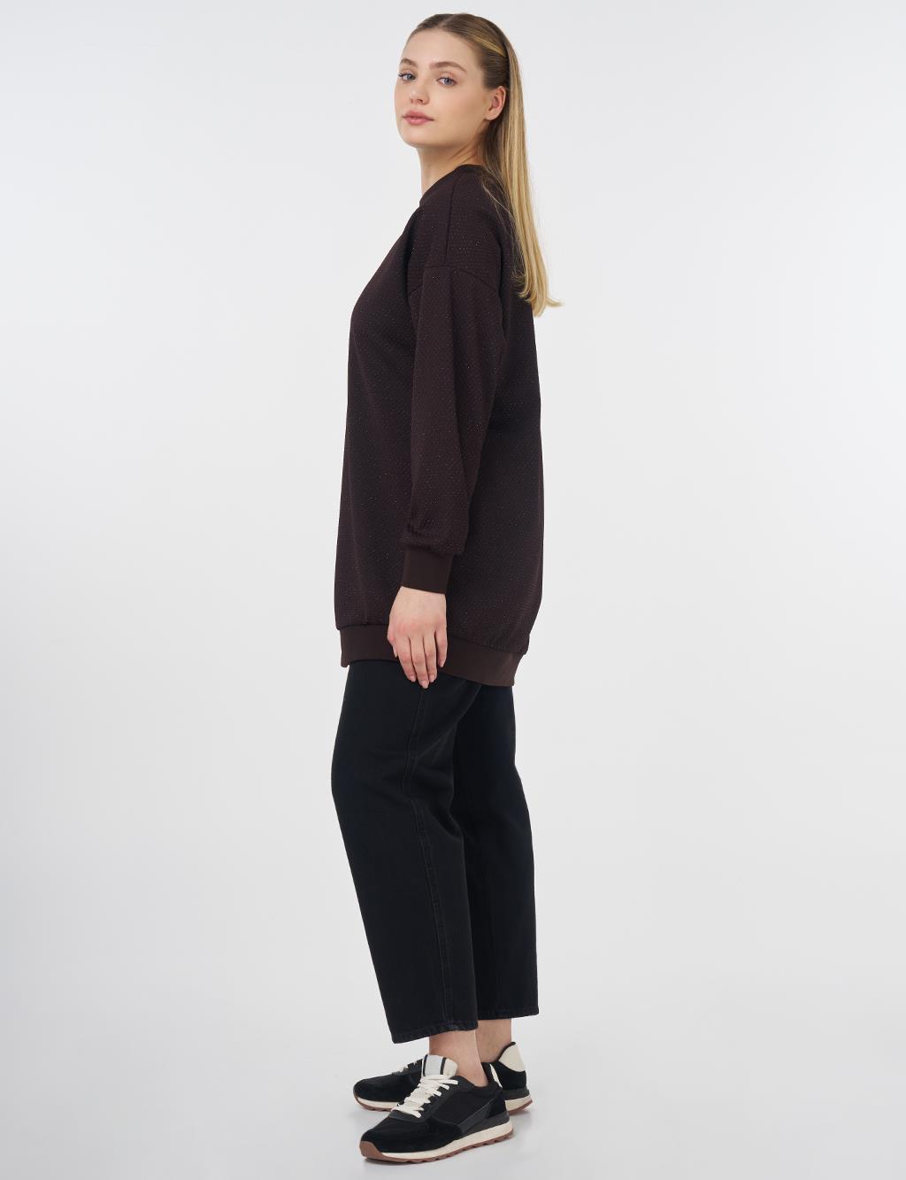 Textured Basic Sweatshirt Coffee