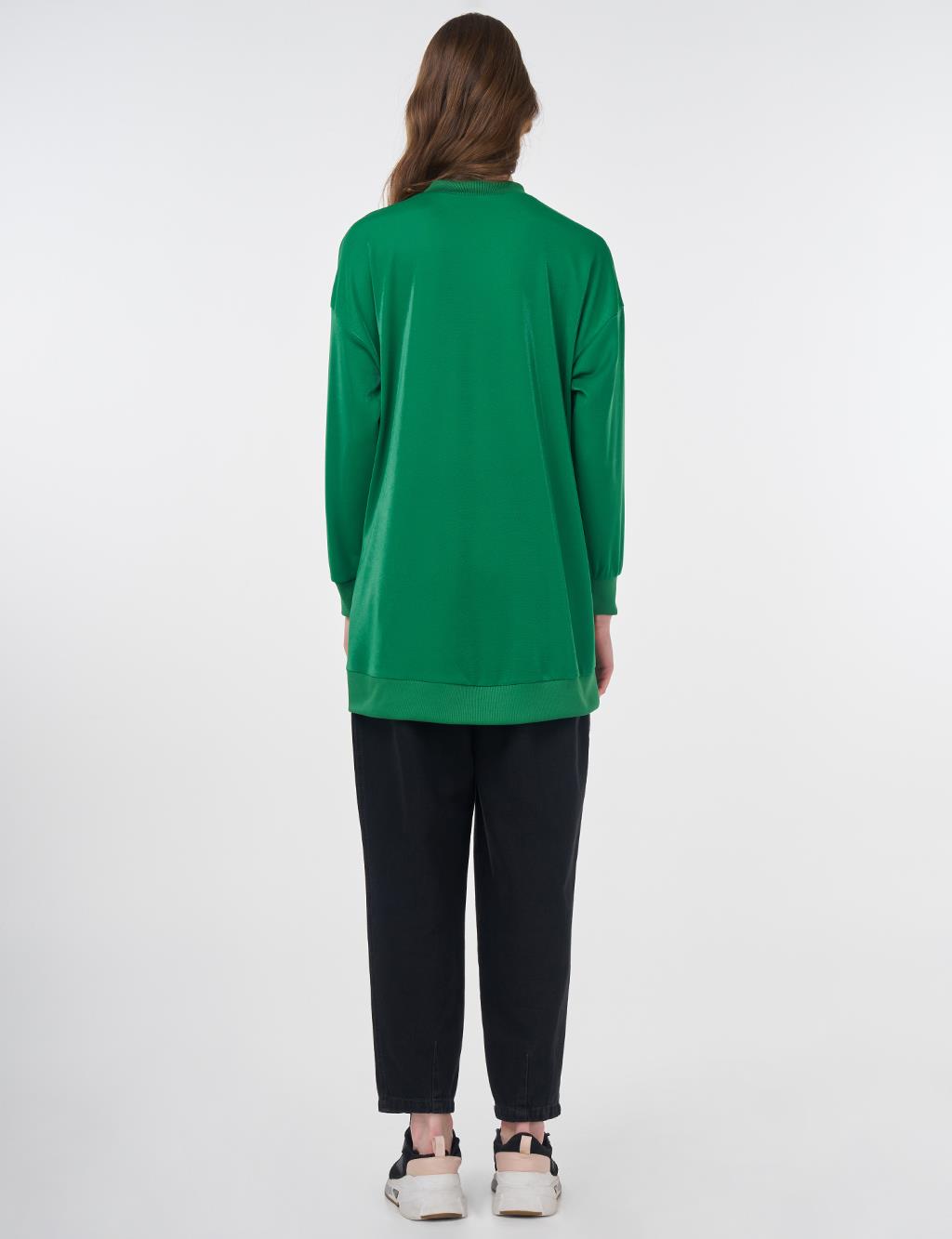 Shiny Look Sweatshirt Green