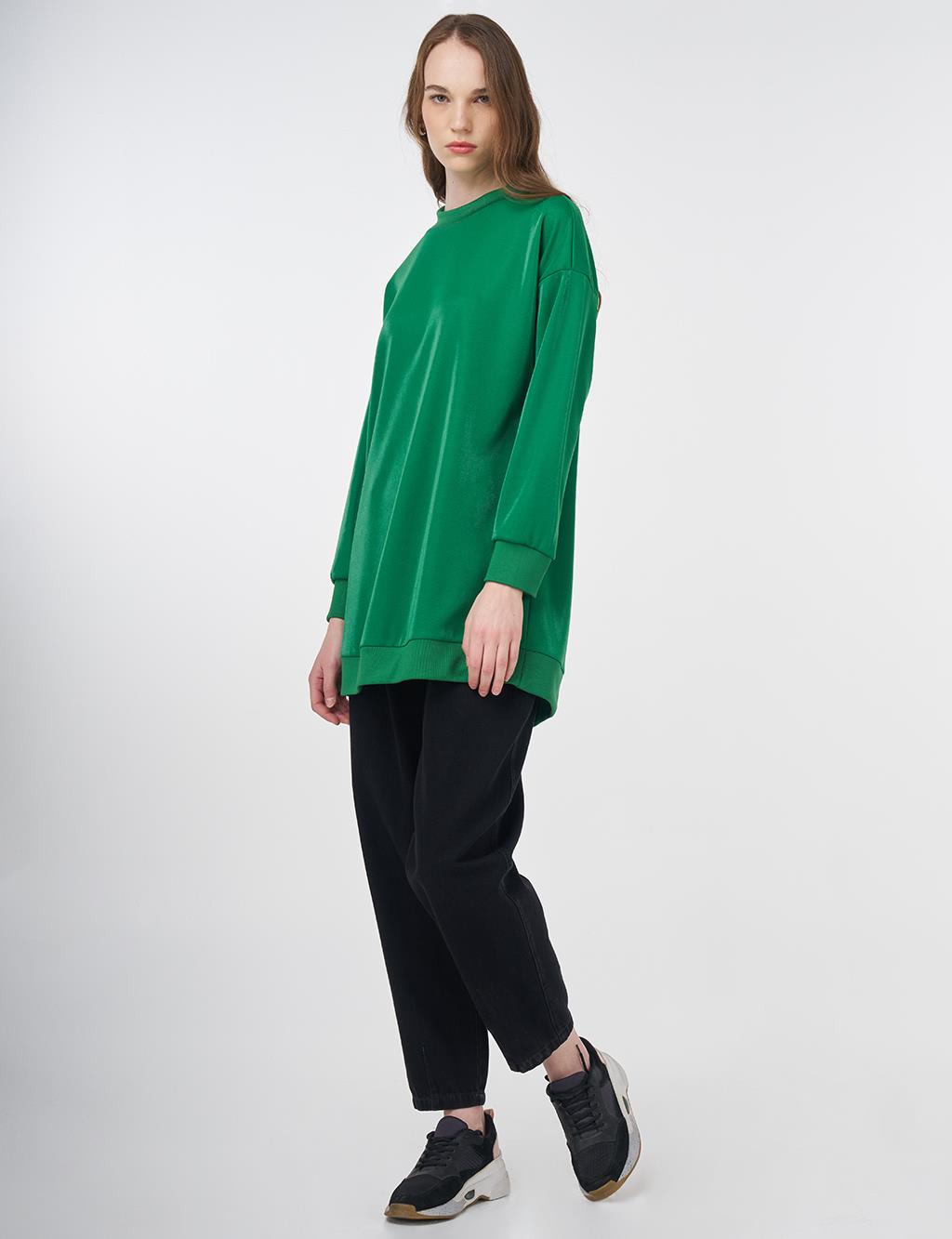 Shiny Look Sweatshirt Green
