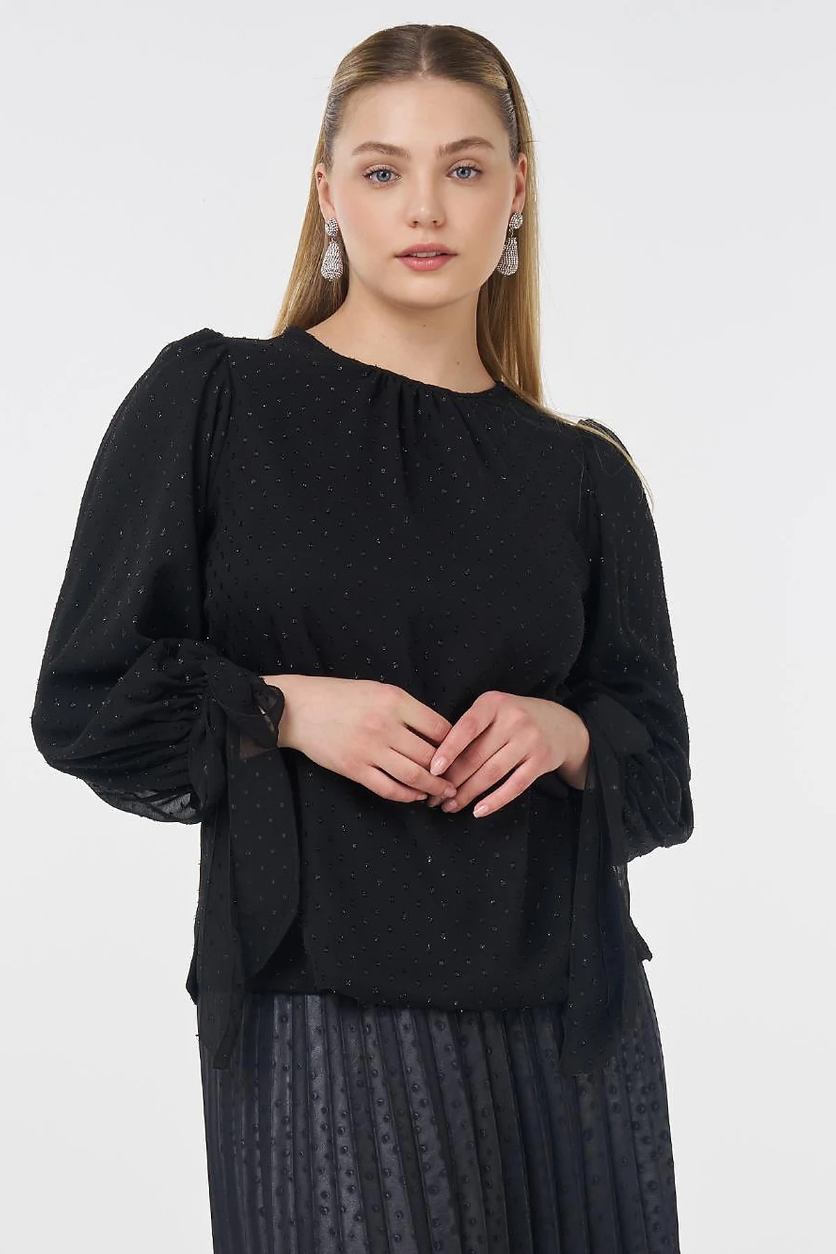 Drawstring Detail Blouse Black
