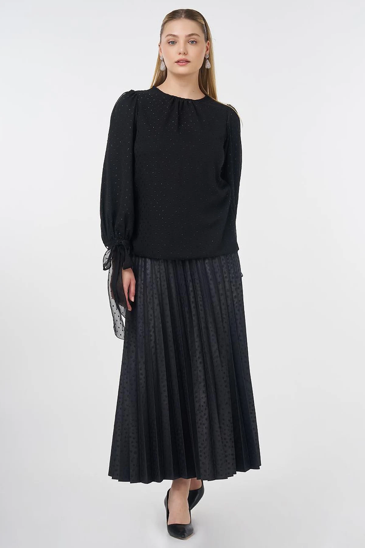 Drawstring Detail Blouse Black