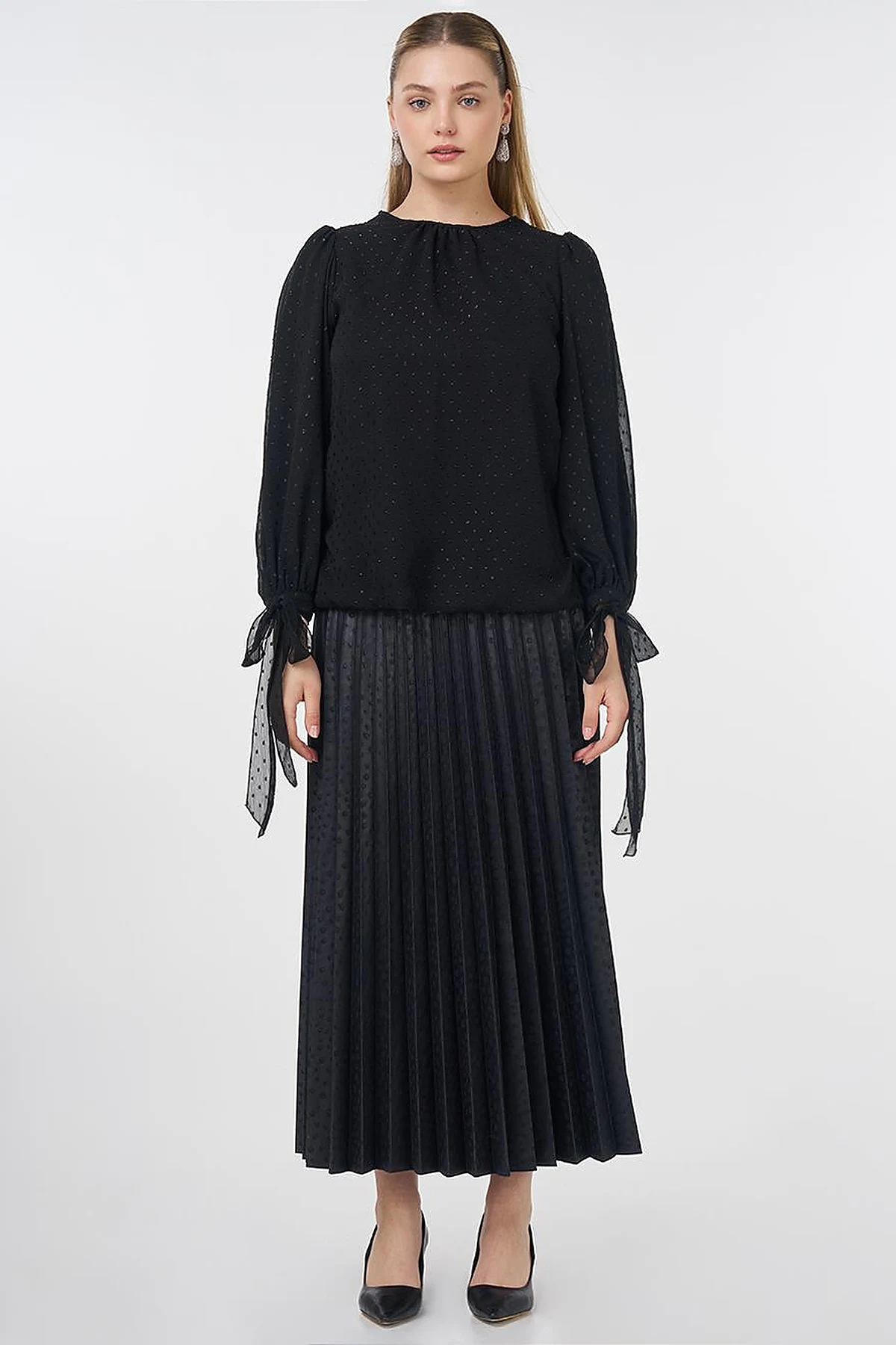 Drawstring Detail Blouse Black