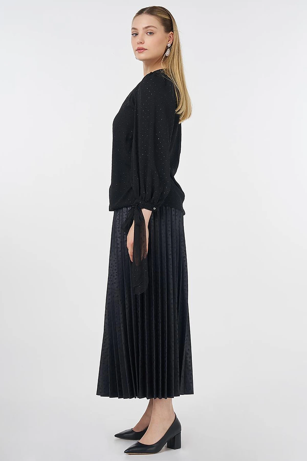 Drawstring Detail Blouse Black