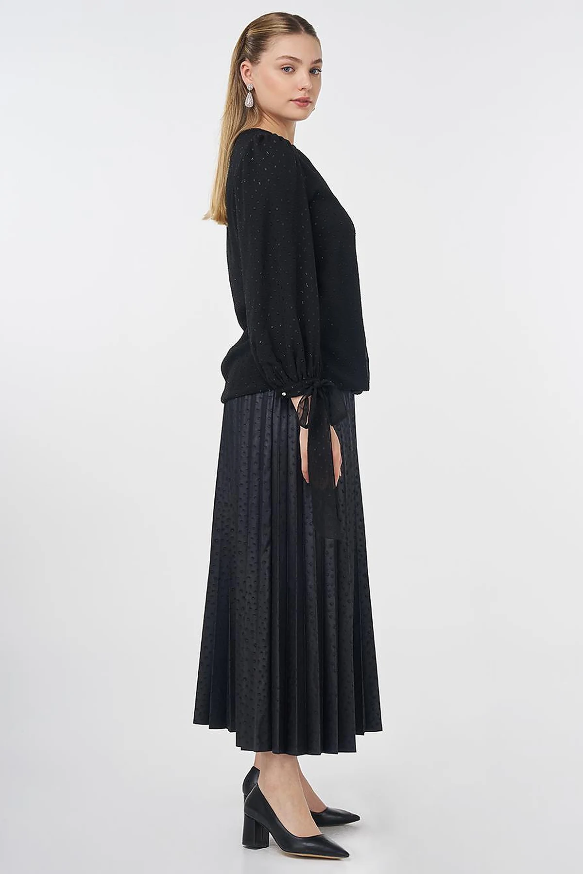 Drawstring Detail Blouse Black