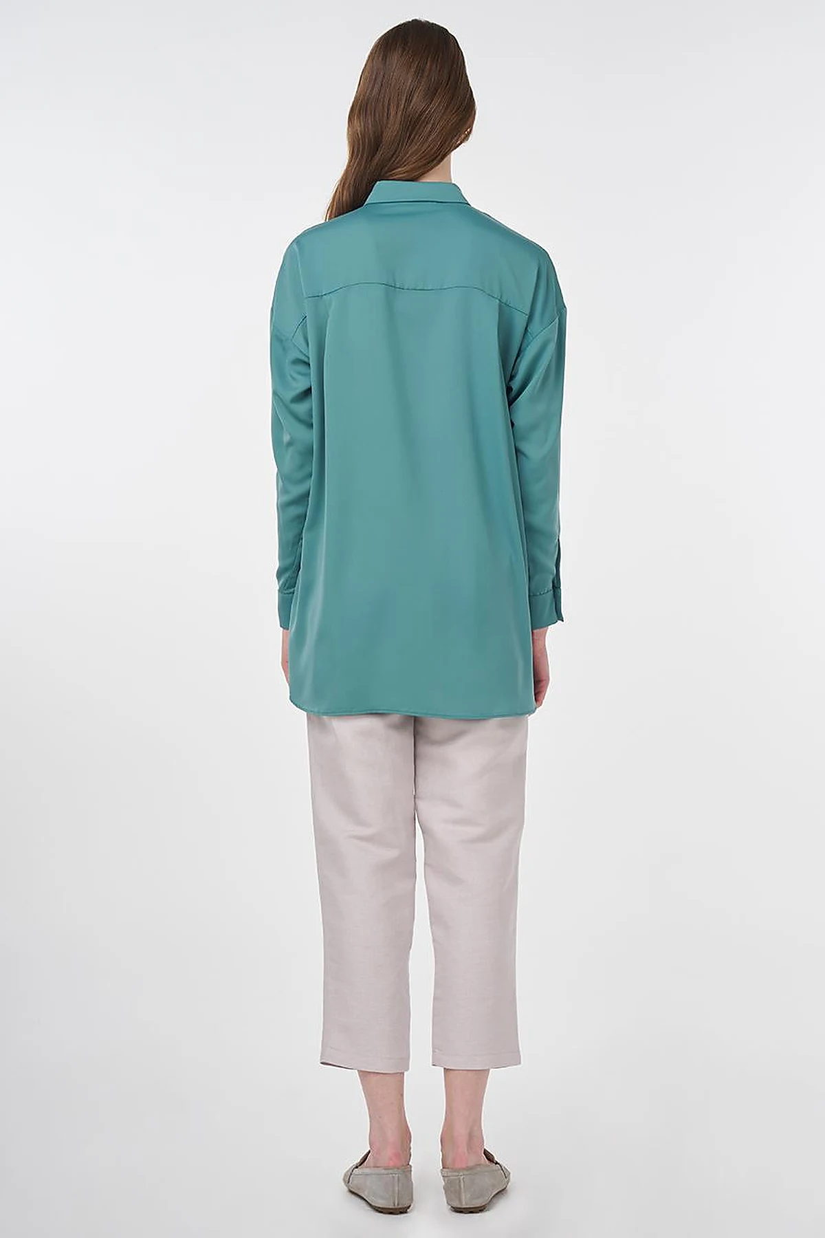Basic Shirt Collar Tunic Green