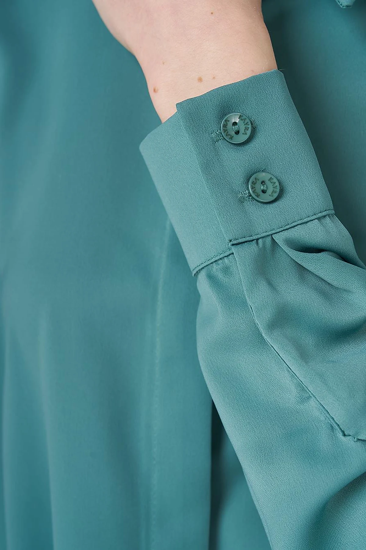 Basic Shirt Collar Tunic Green