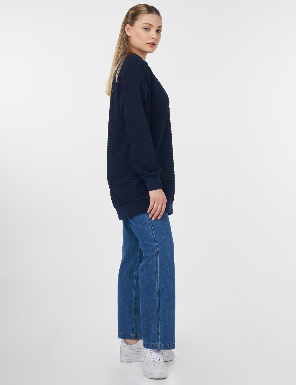 Crew Neck Sweatshirt Navy Blue