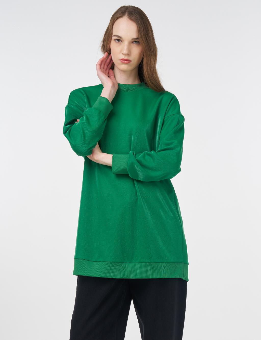 Shiny Look Sweatshirt Green
