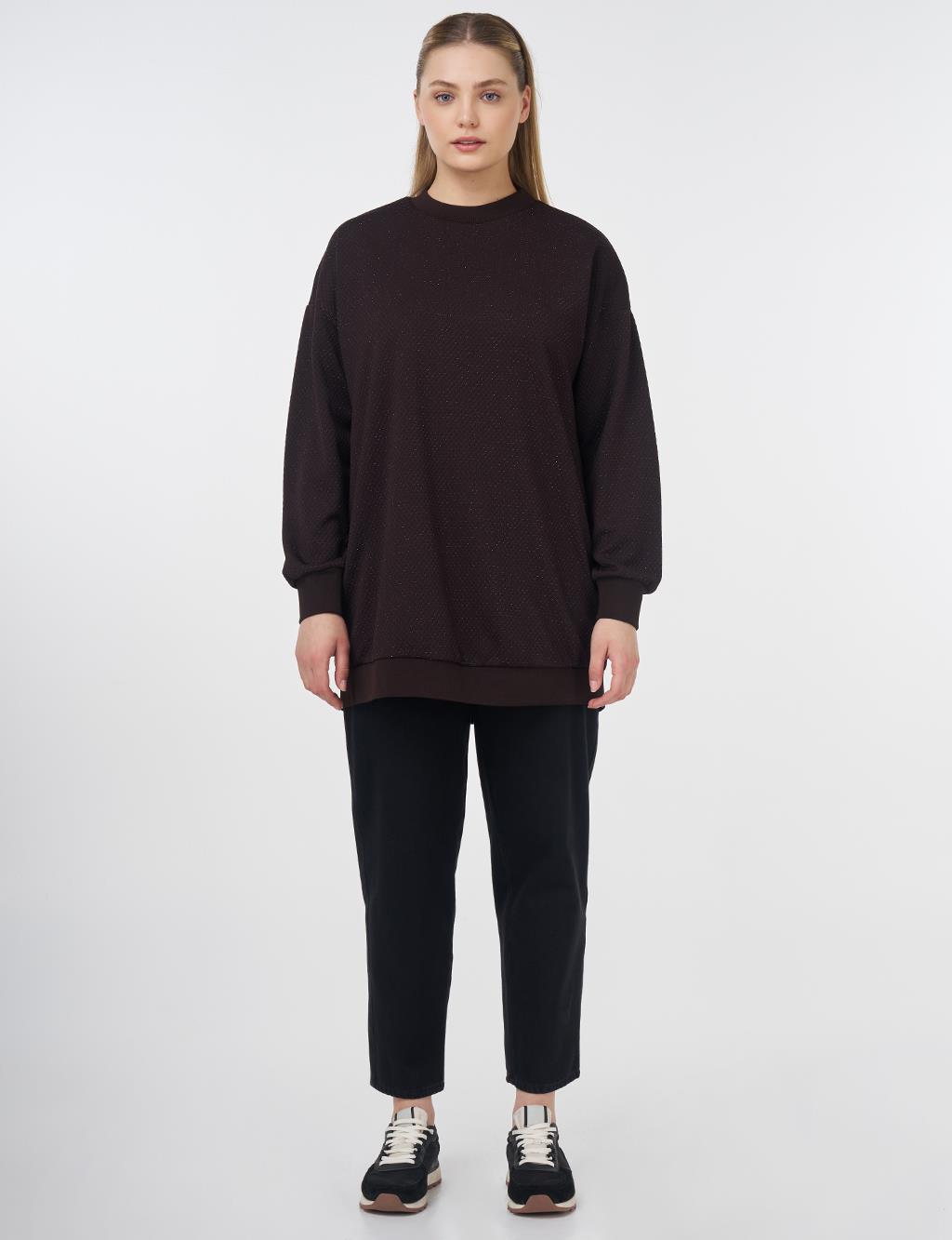 Textured Basic Sweatshirt Coffee