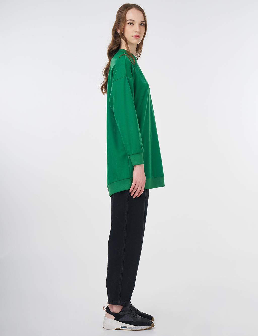 Shiny Look Sweatshirt Green