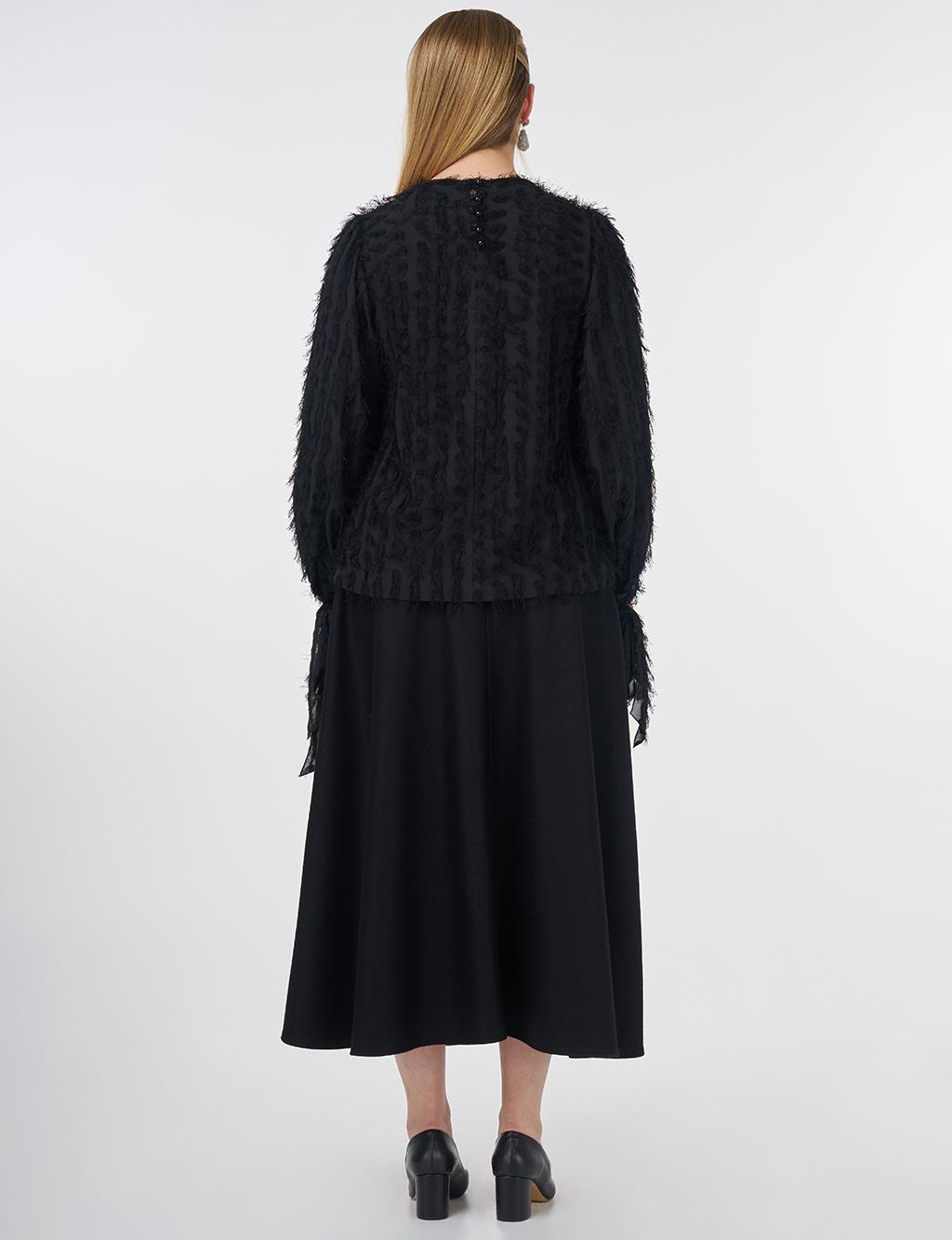 Tassel Blouse Black