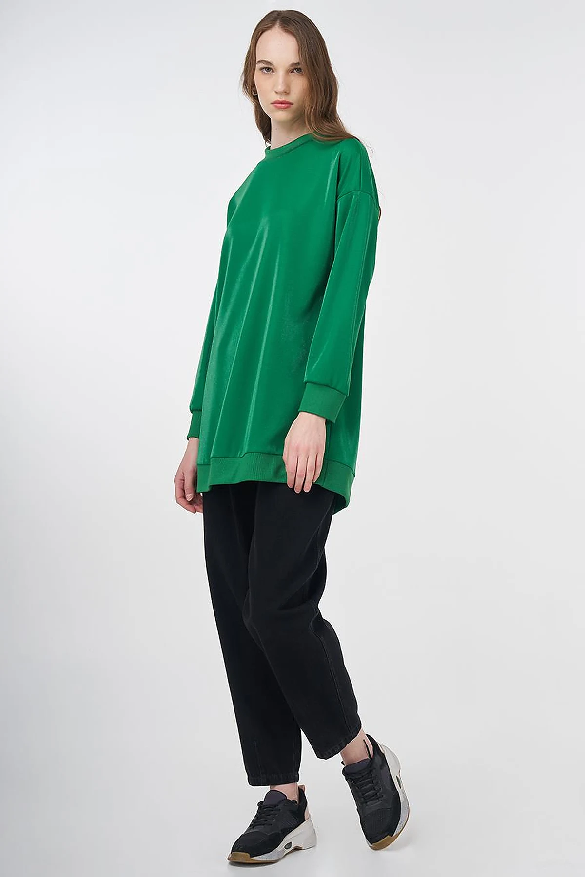 Shiny Look Sweatshirt Green