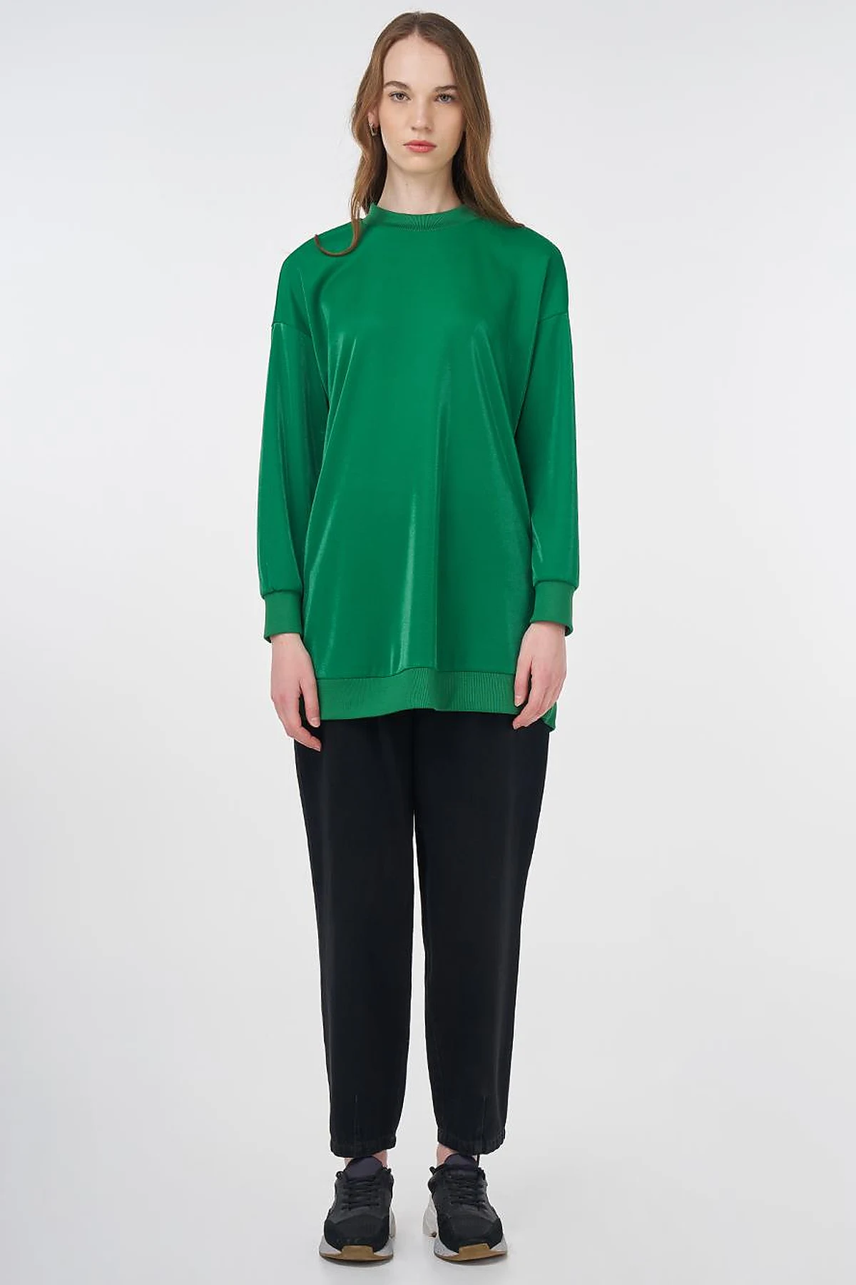 Shiny Look Sweatshirt Green