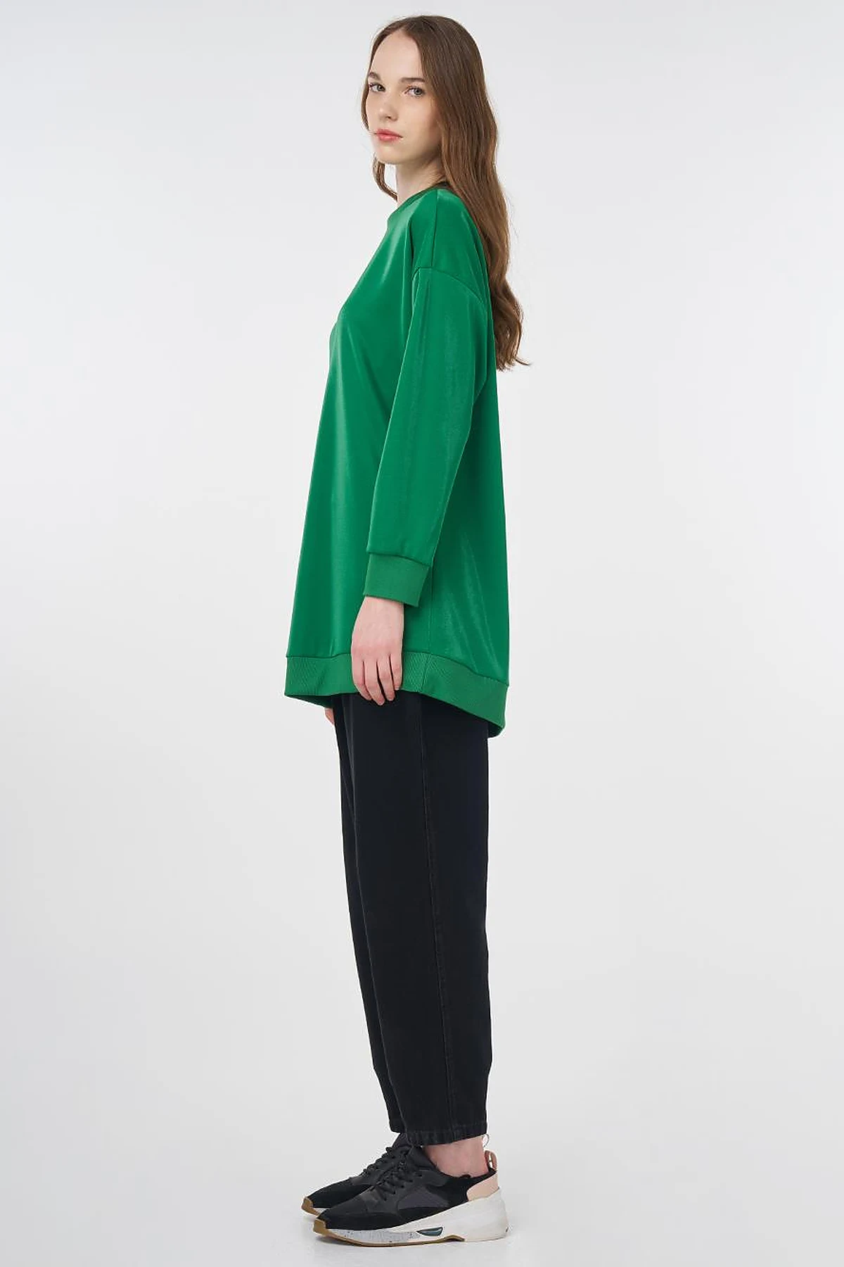 Shiny Look Sweatshirt Green