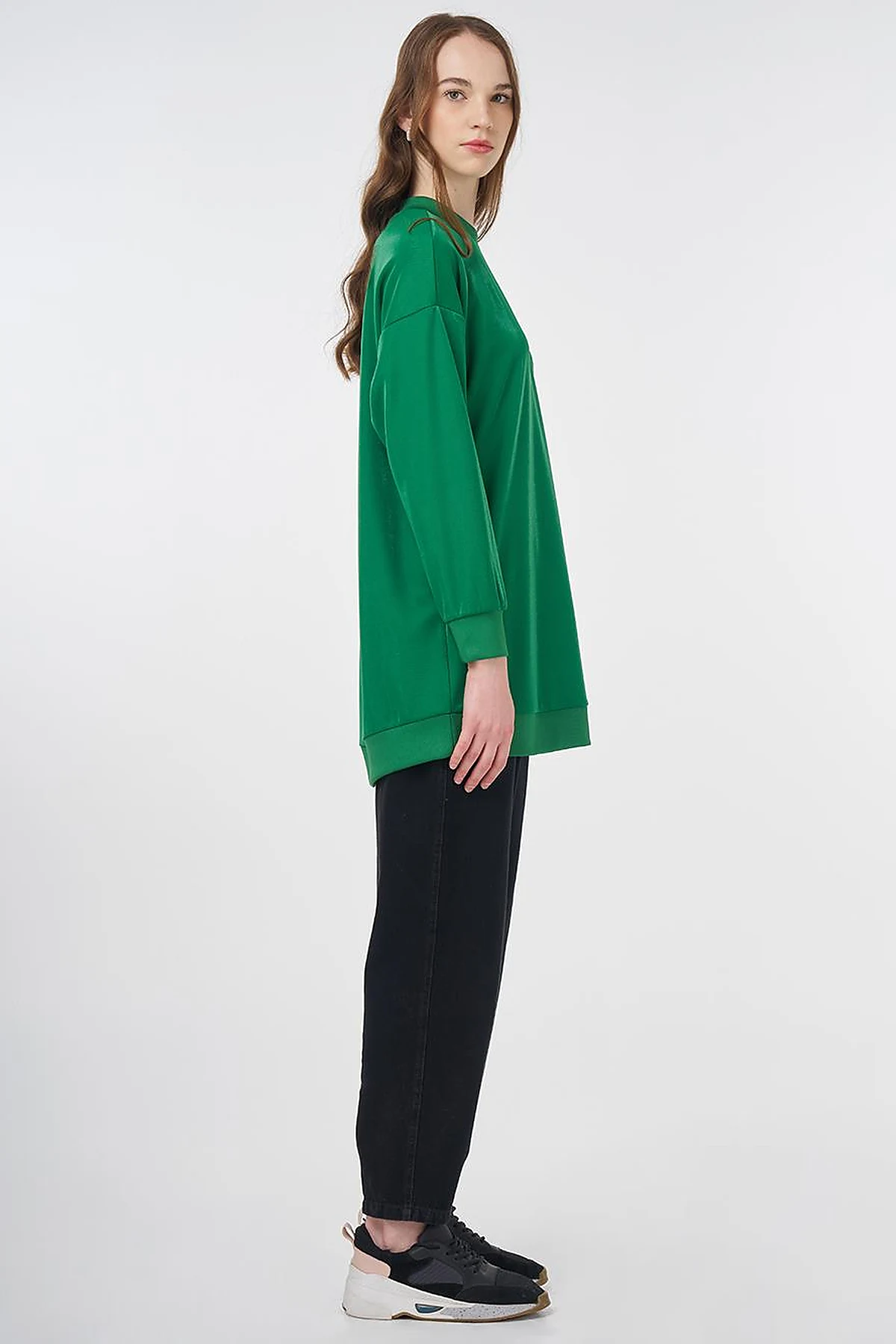 Shiny Look Sweatshirt Green