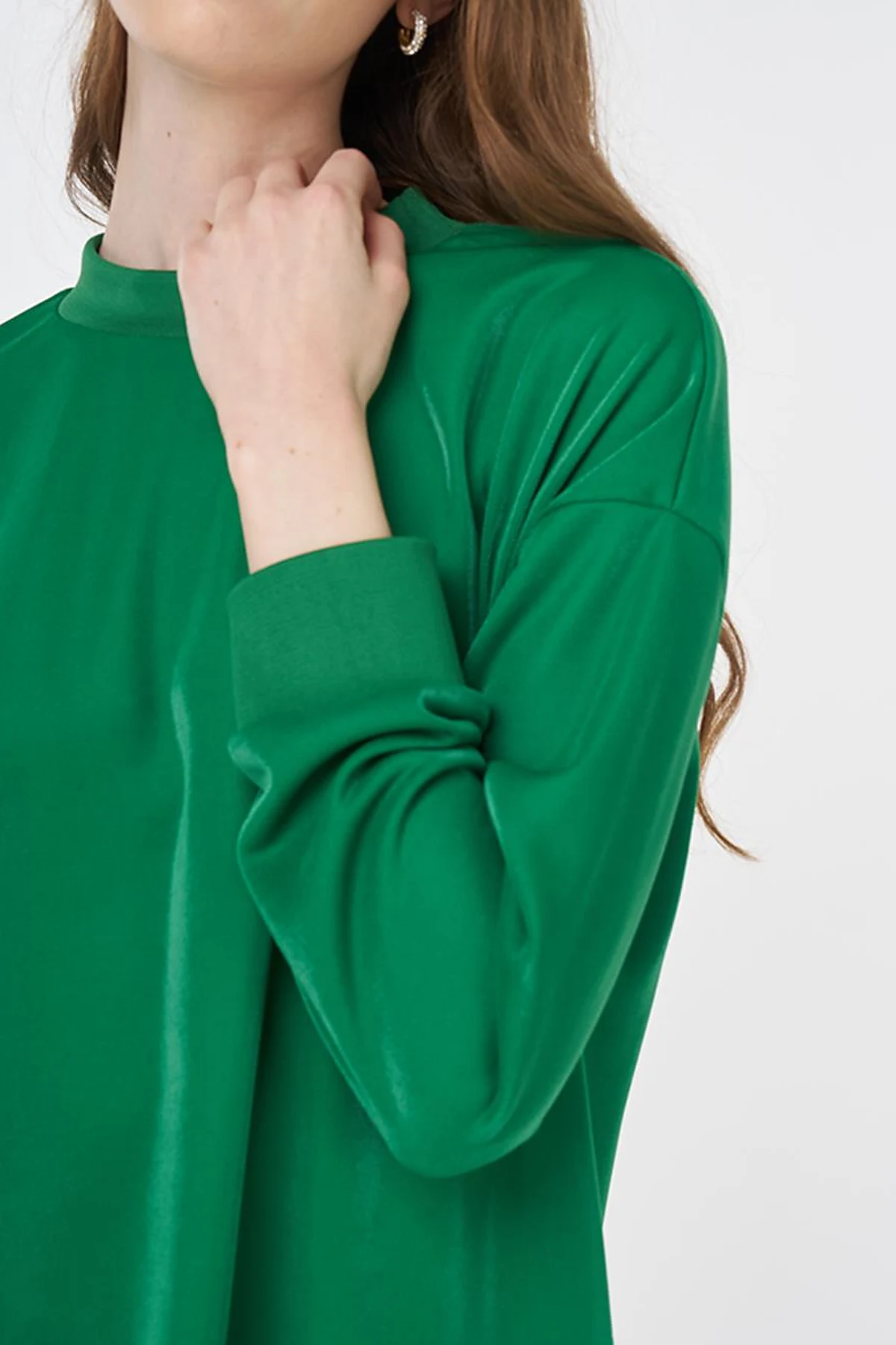 Shiny Look Sweatshirt Green