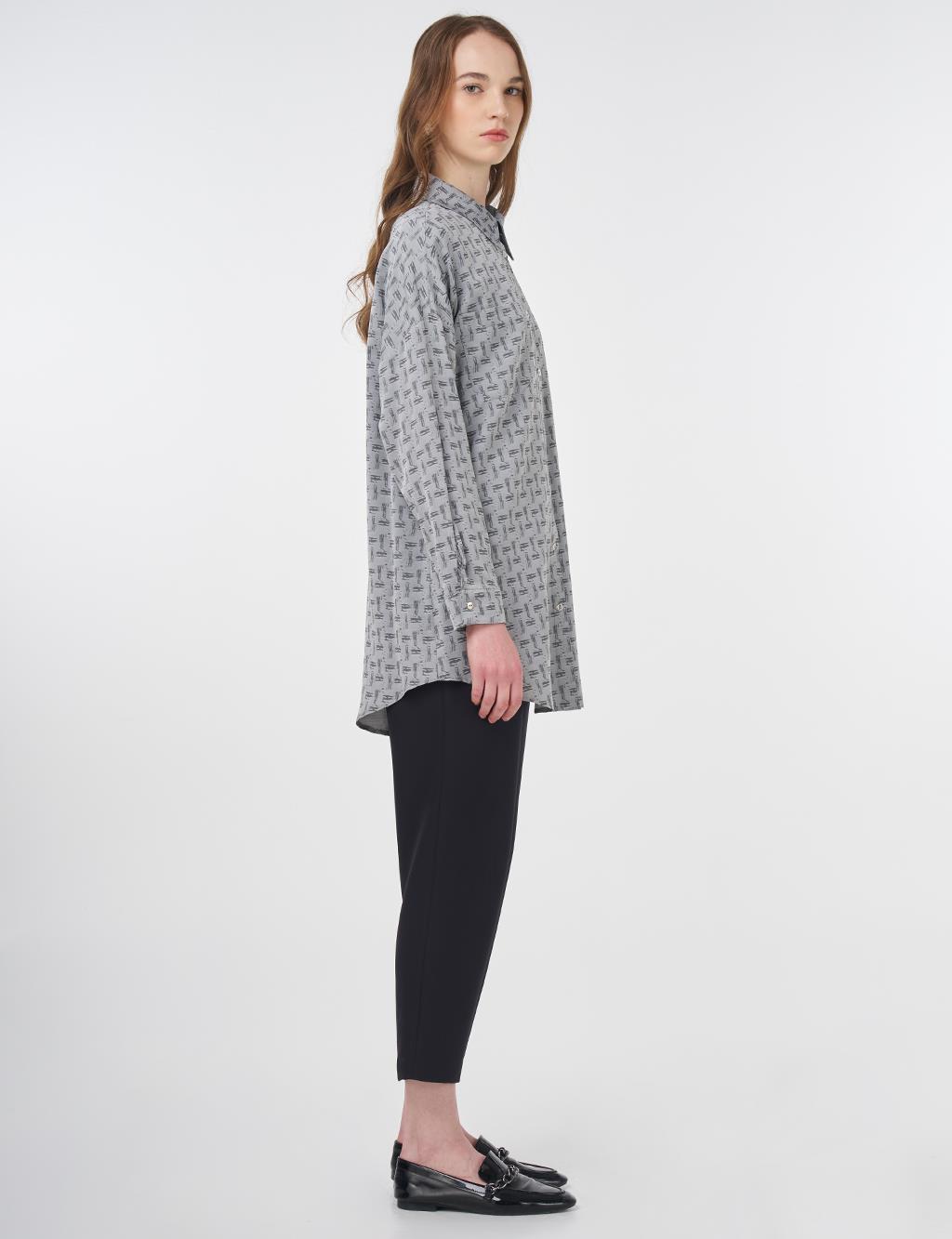 Abstract Pattern Basic Tunic Gray