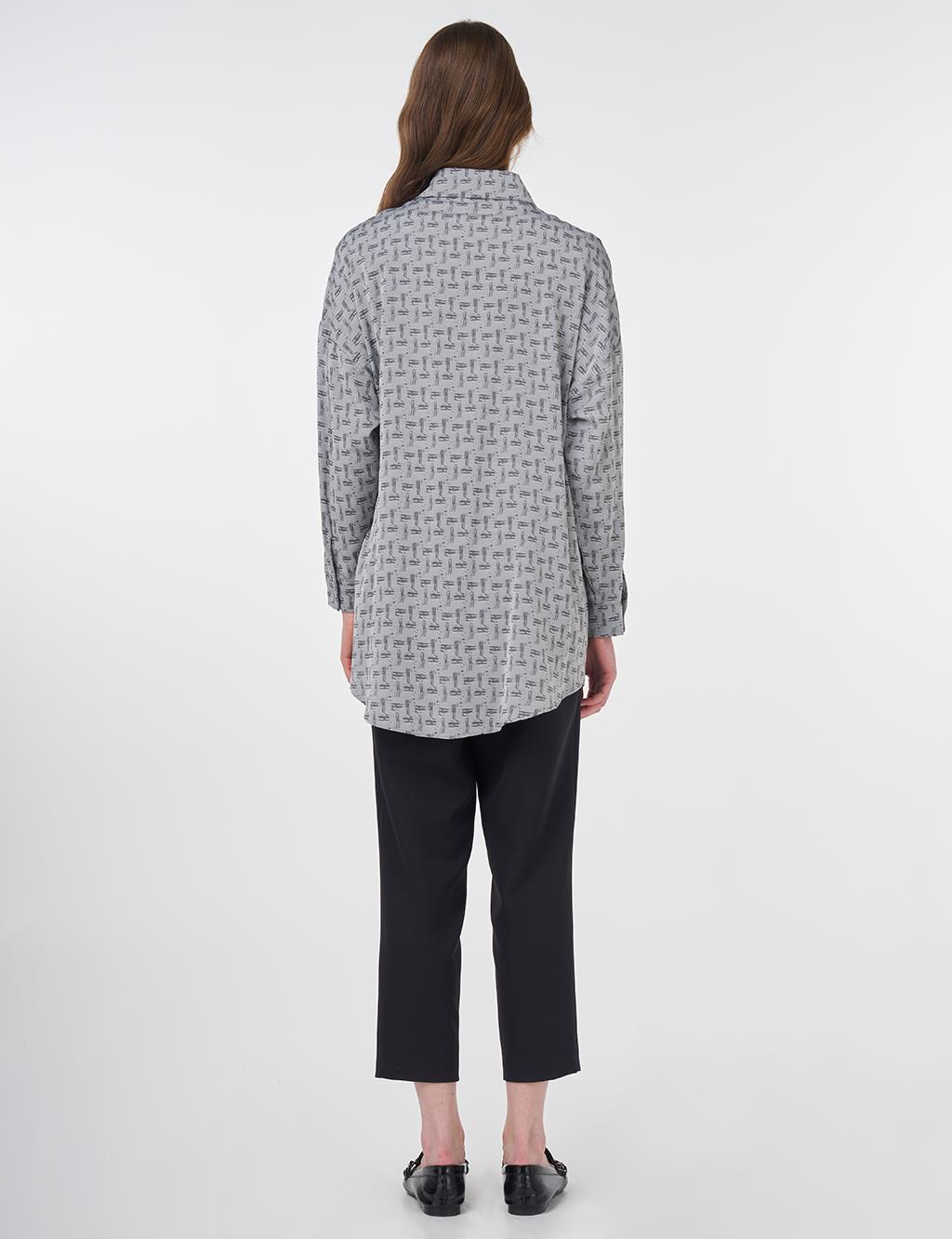 Abstract Pattern Basic Tunic Gray