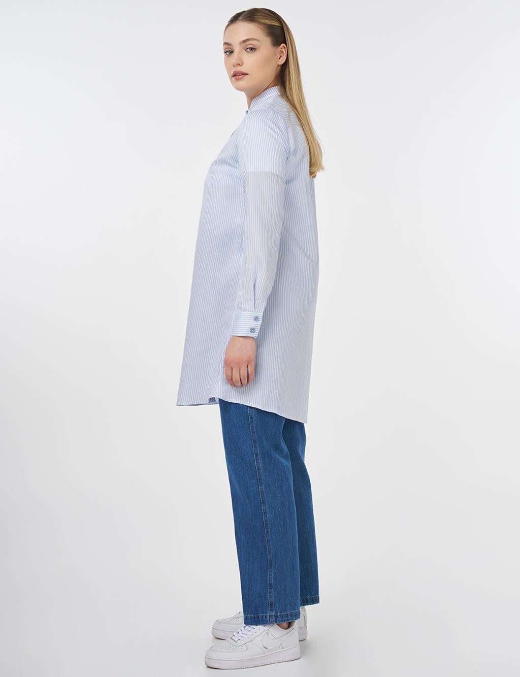 Striped Basic Tunic Blue