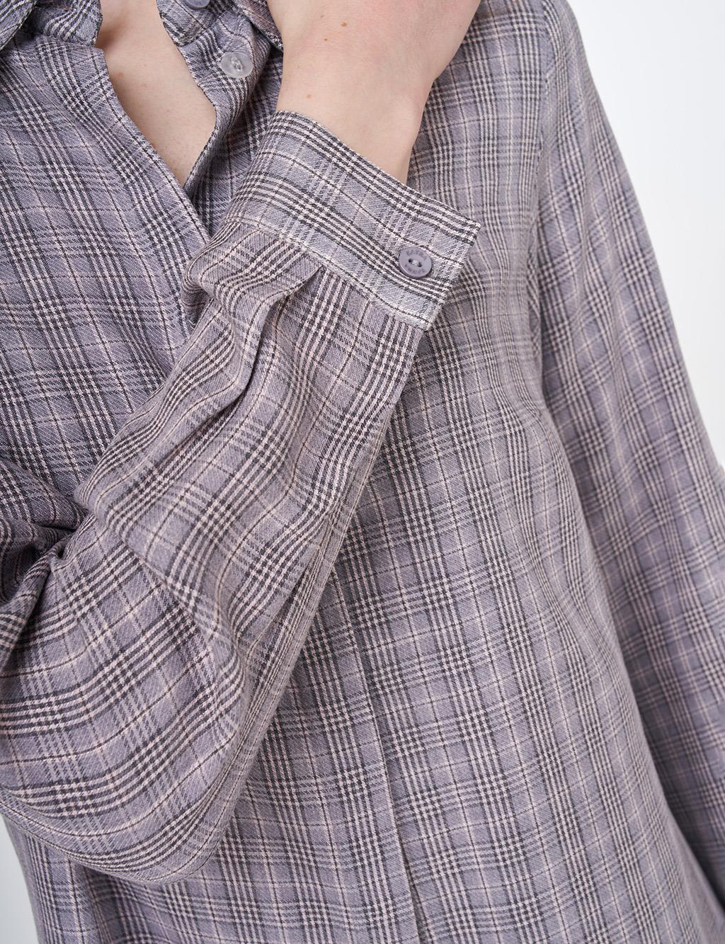 Plaid Pattern Basic Shirt Gray