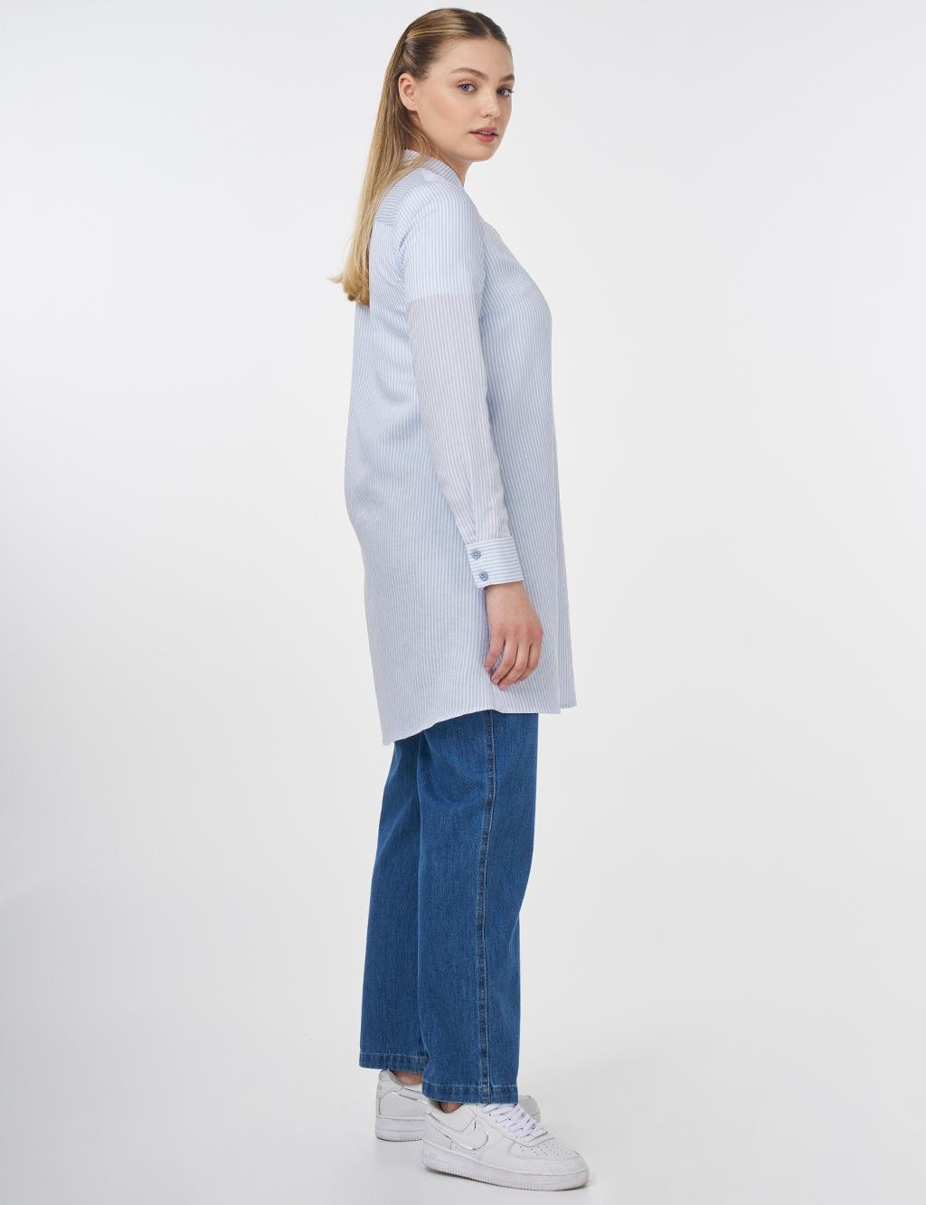 Striped Basic Tunic Blue