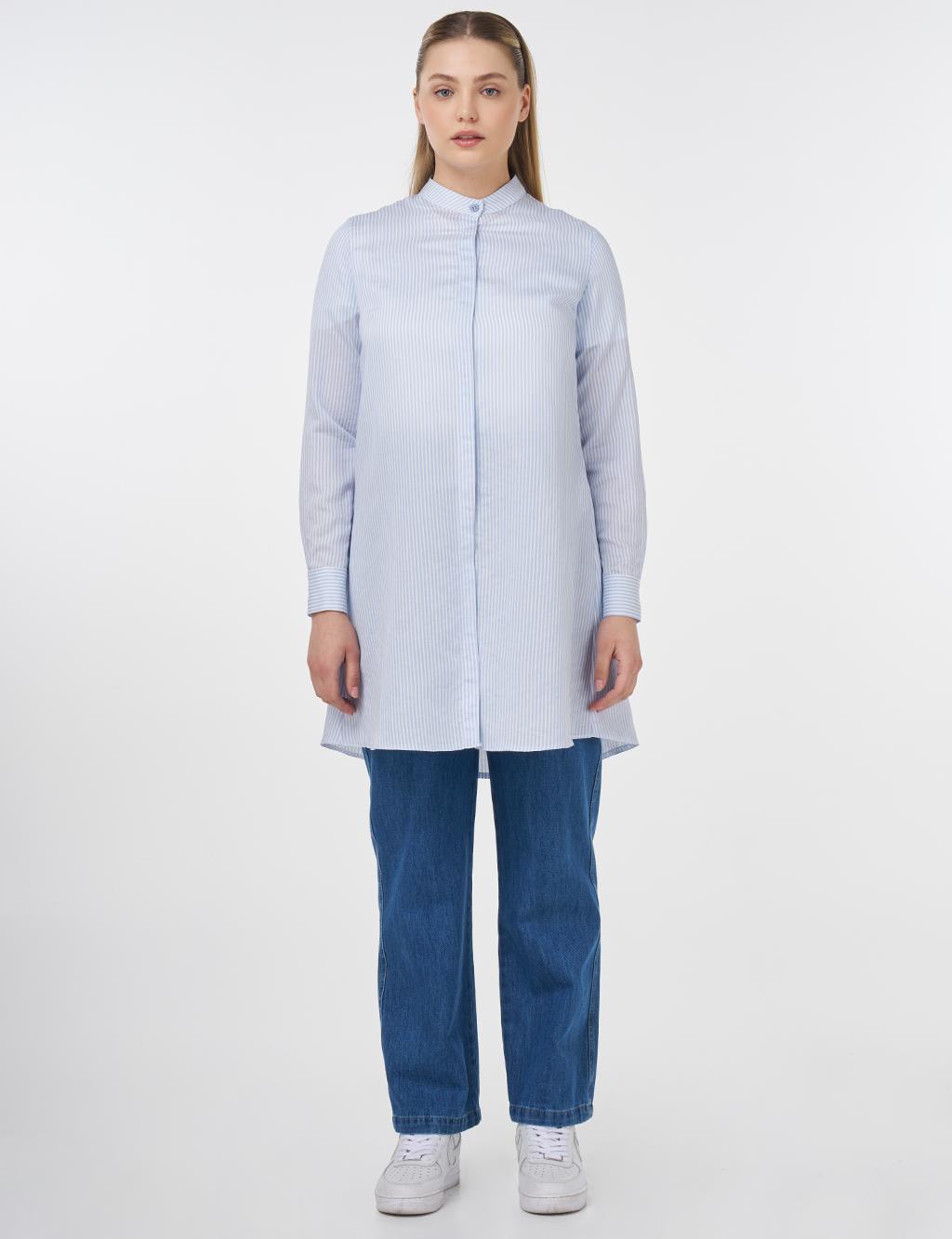 Striped Basic Tunic Blue
