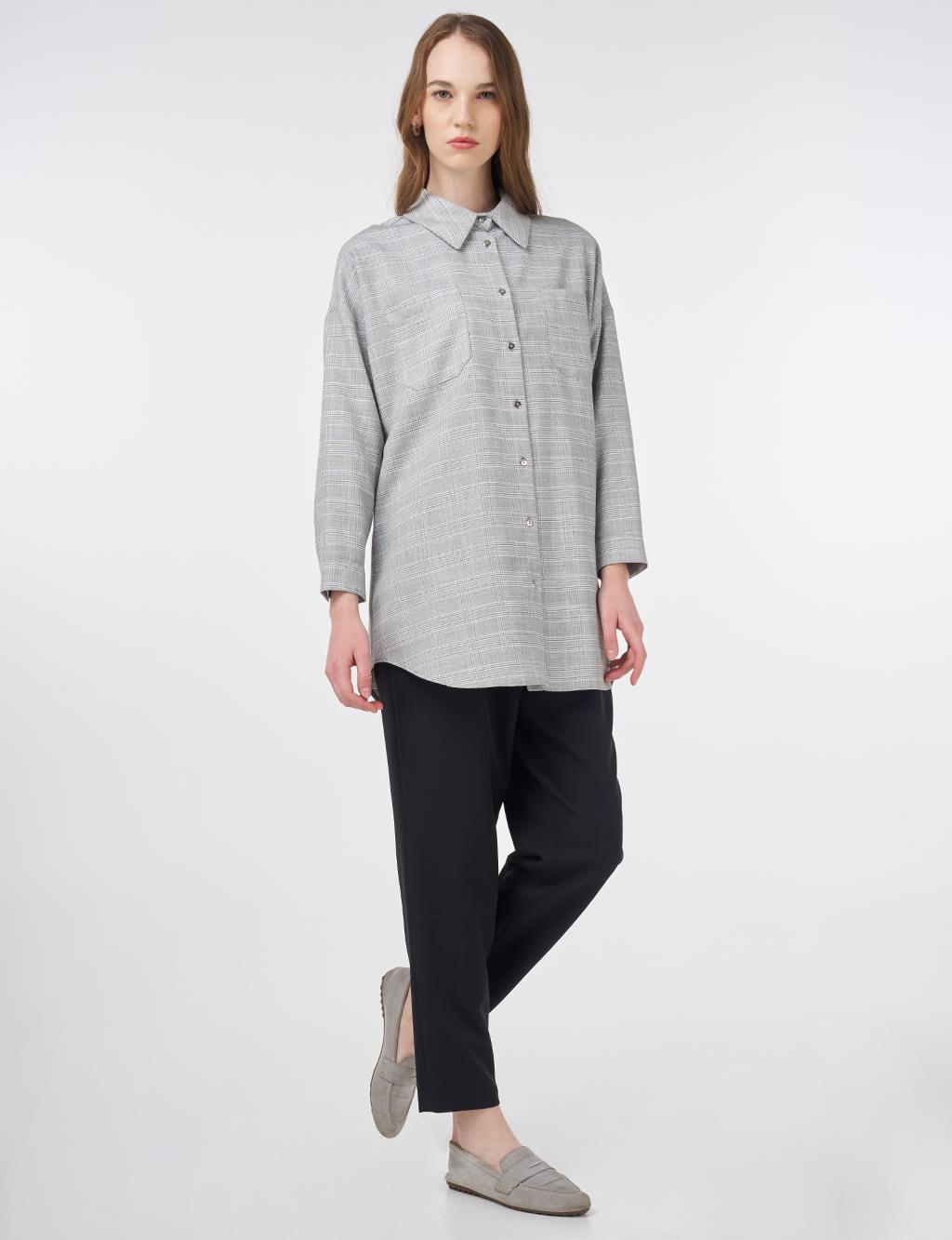 Stripe Pattern Tunic Gray