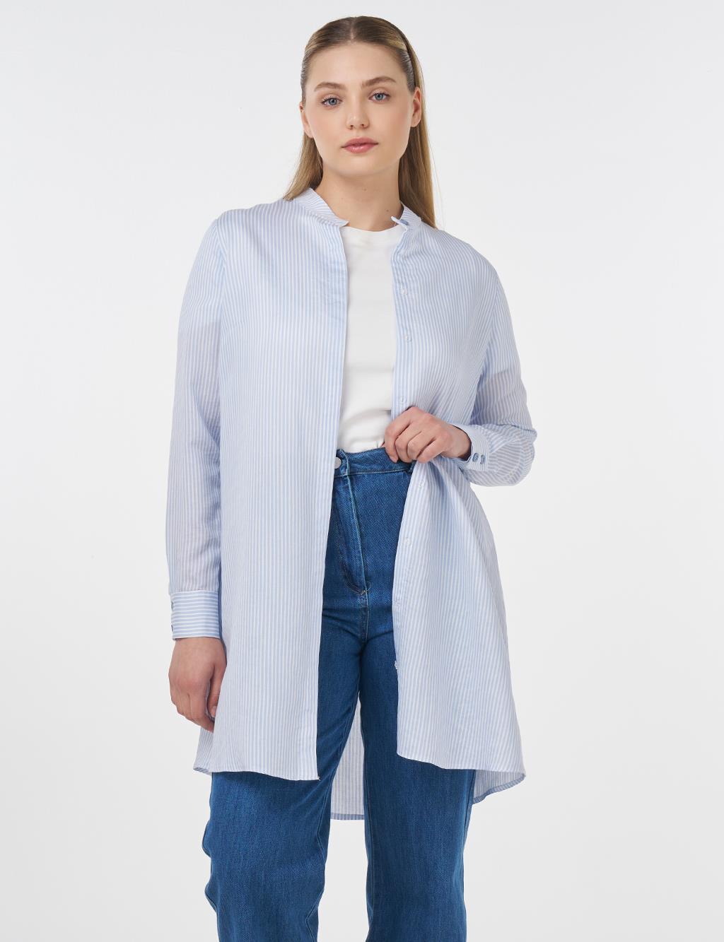 Striped Basic Tunic Blue