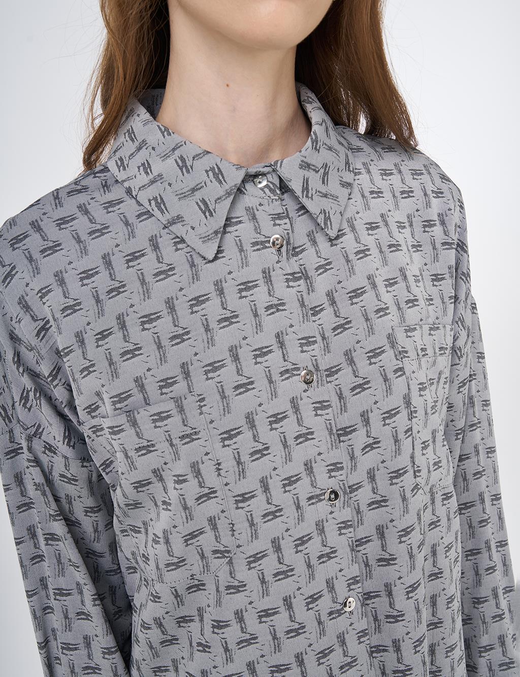 Abstract Pattern Basic Tunic Gray