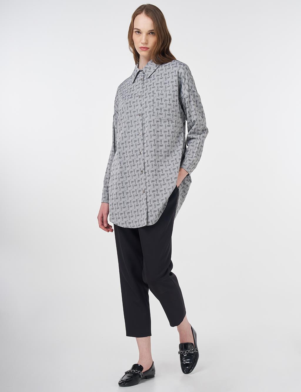 Abstract Pattern Basic Tunic Gray