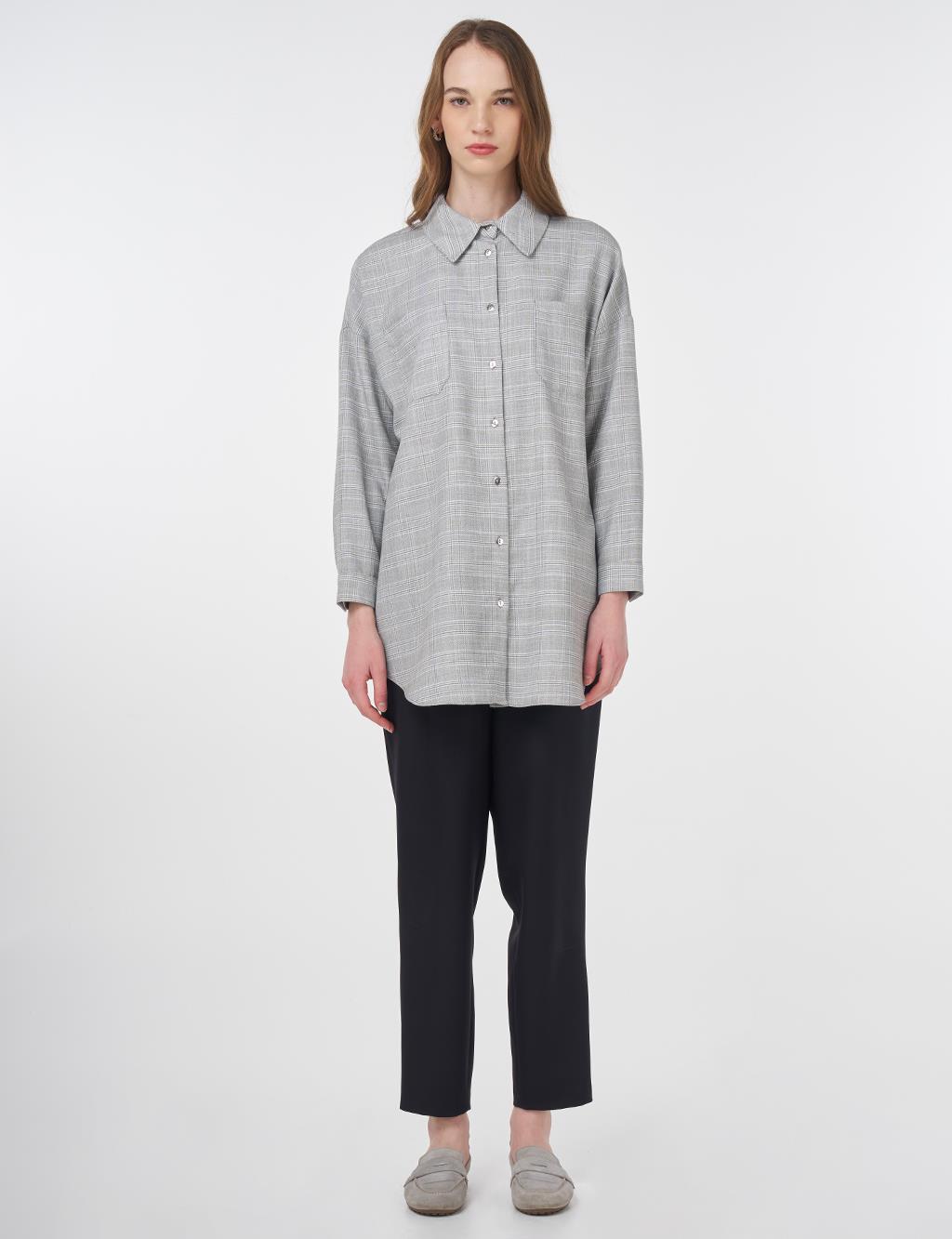Stripe Pattern Tunic Gray