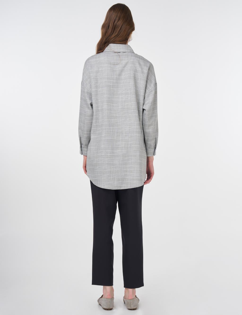 Stripe Pattern Tunic Gray